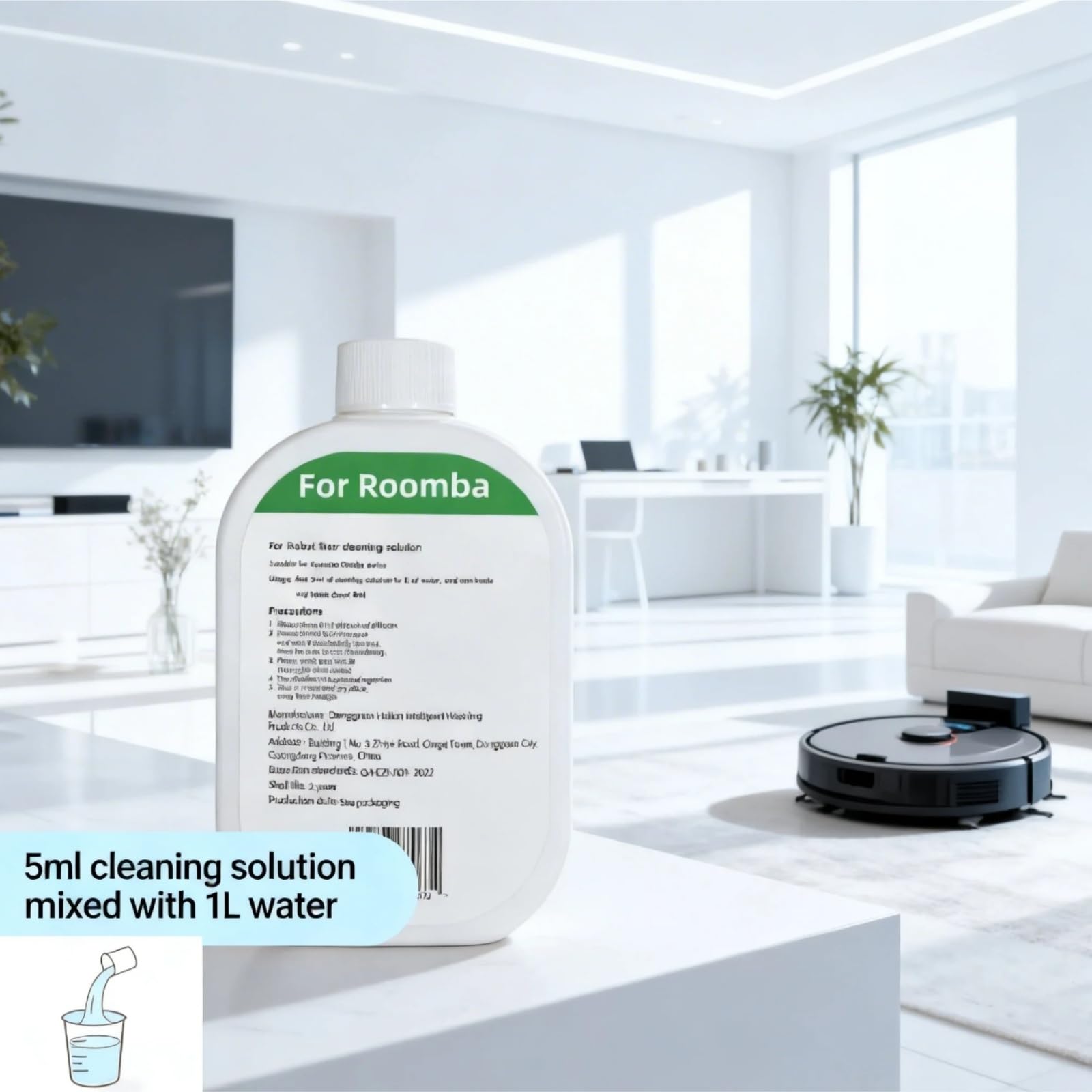 Compatible con Roomba Plus 405 505 Max 705 Robot de limpieza líquido limpiador pisos, 300 ml, fórmula baja en espuma, profunda, aroma fresco, aspiradoras robóticas