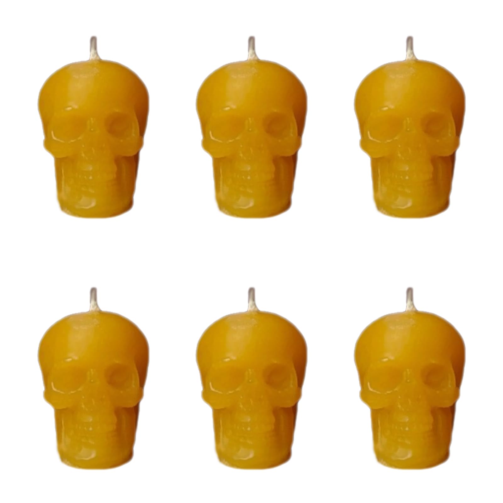 Hecate Magic Mall Skull Shaped Candle | Healing Aromatherapy Unscented Soy Wax Candle for Home Décor,Meditation,Halloween,Horror Themed,Witchcraft & Ritual Use (Pack of 6, Yellow, Small)