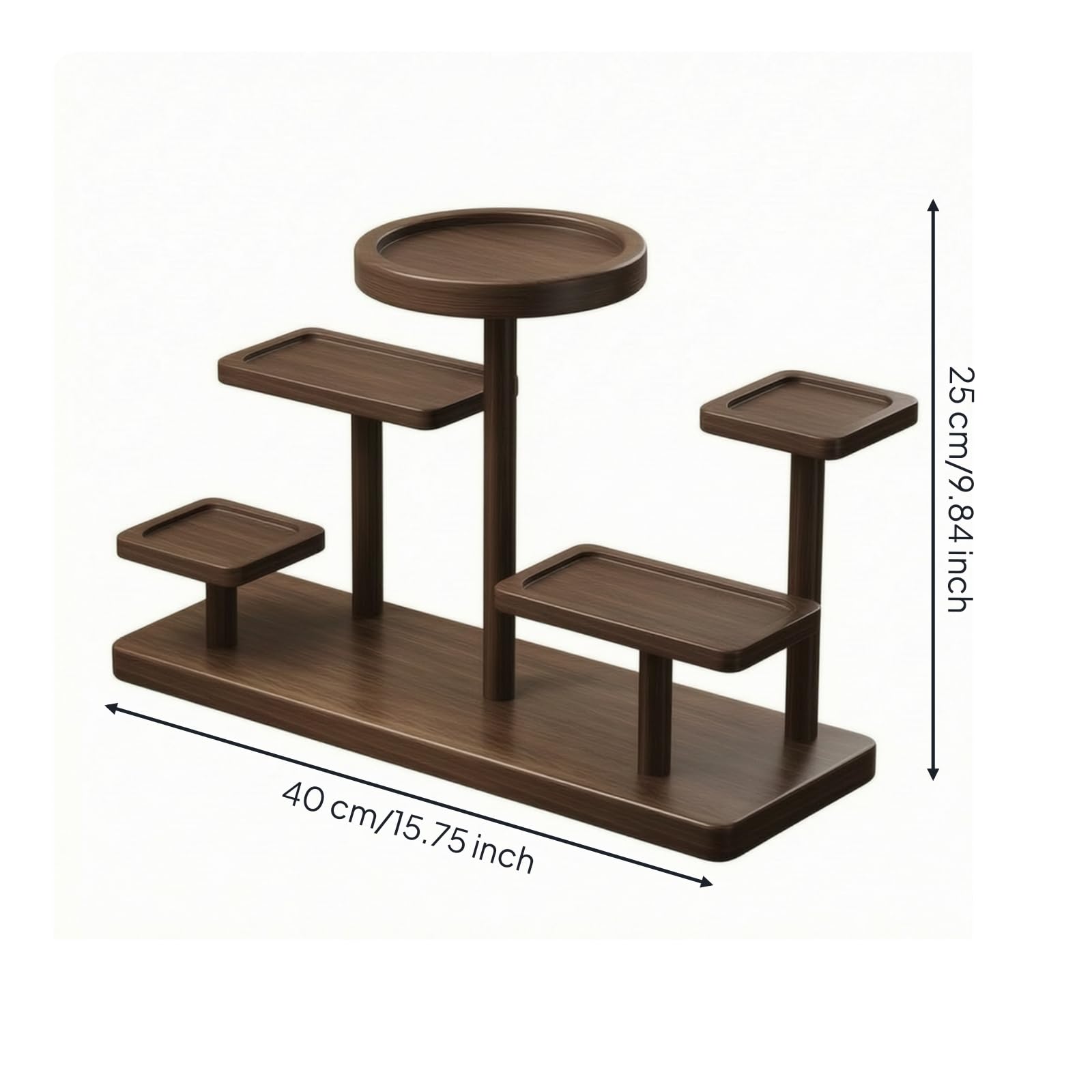 LOVIVER Présentoir à Étages En Bois Sombre Autonome Étagère à Plateaux Compact Support D'affichage pr Célébrations , L