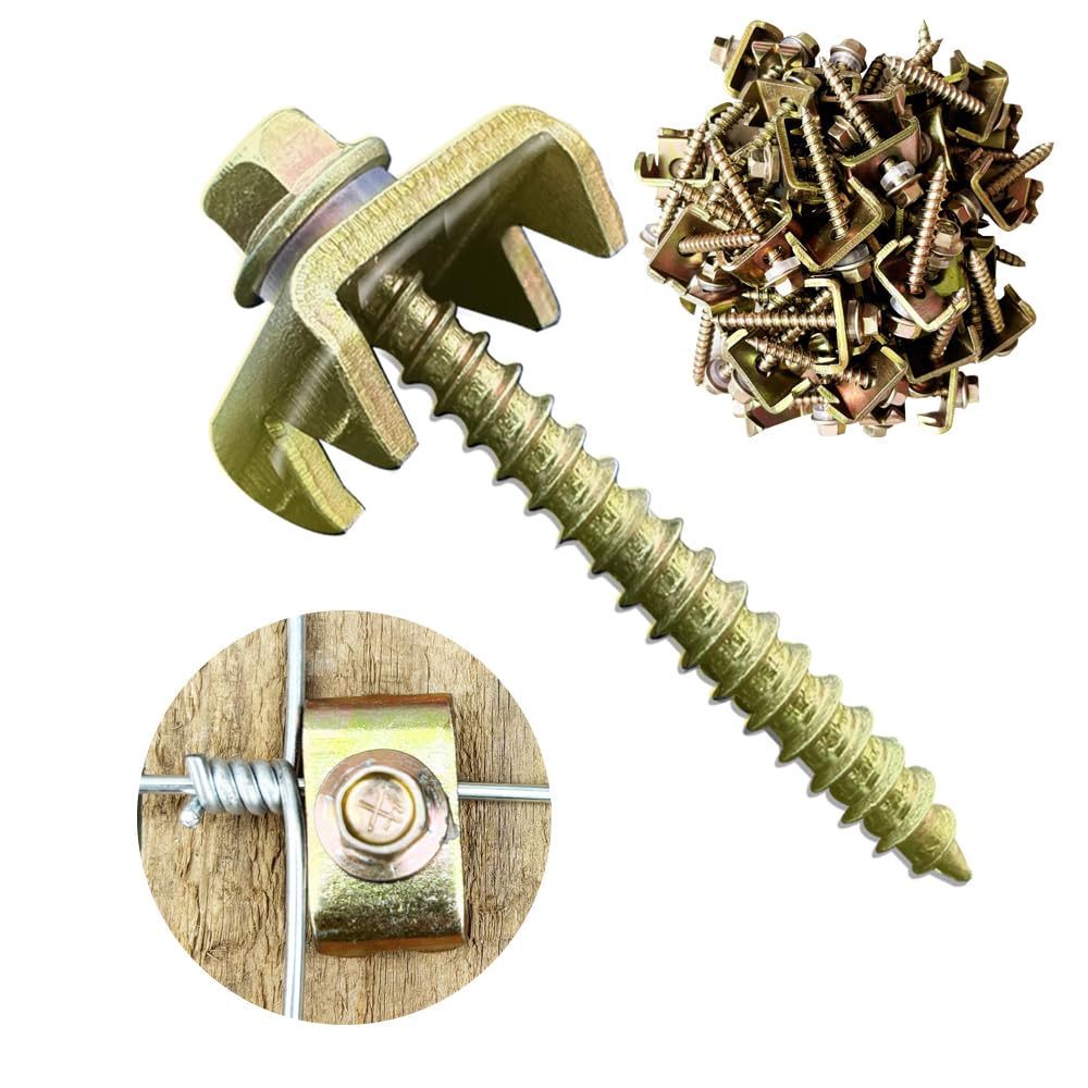 100Pcs Fence Staples, Reusable Wire Fence Staples Fasteners for Mesh and Woven Fencing, Reuse Fence Nails Screws for Chicken Wire Fencing, Faster and Easier for Repairing Wire Fence