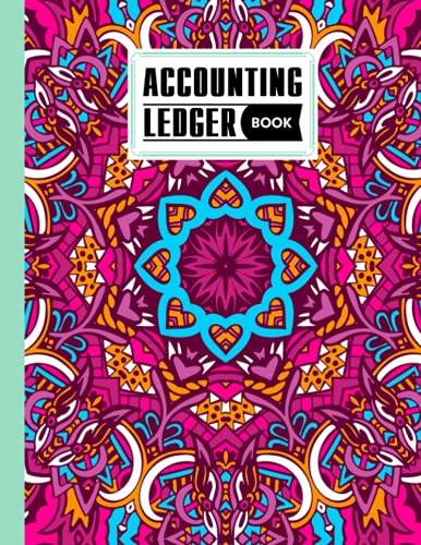  Accounting Ledger Book: Mandala Accounting Ledger for Bookkeeping, 6 Column Account Record Journal / Notebook - Size 8.5\