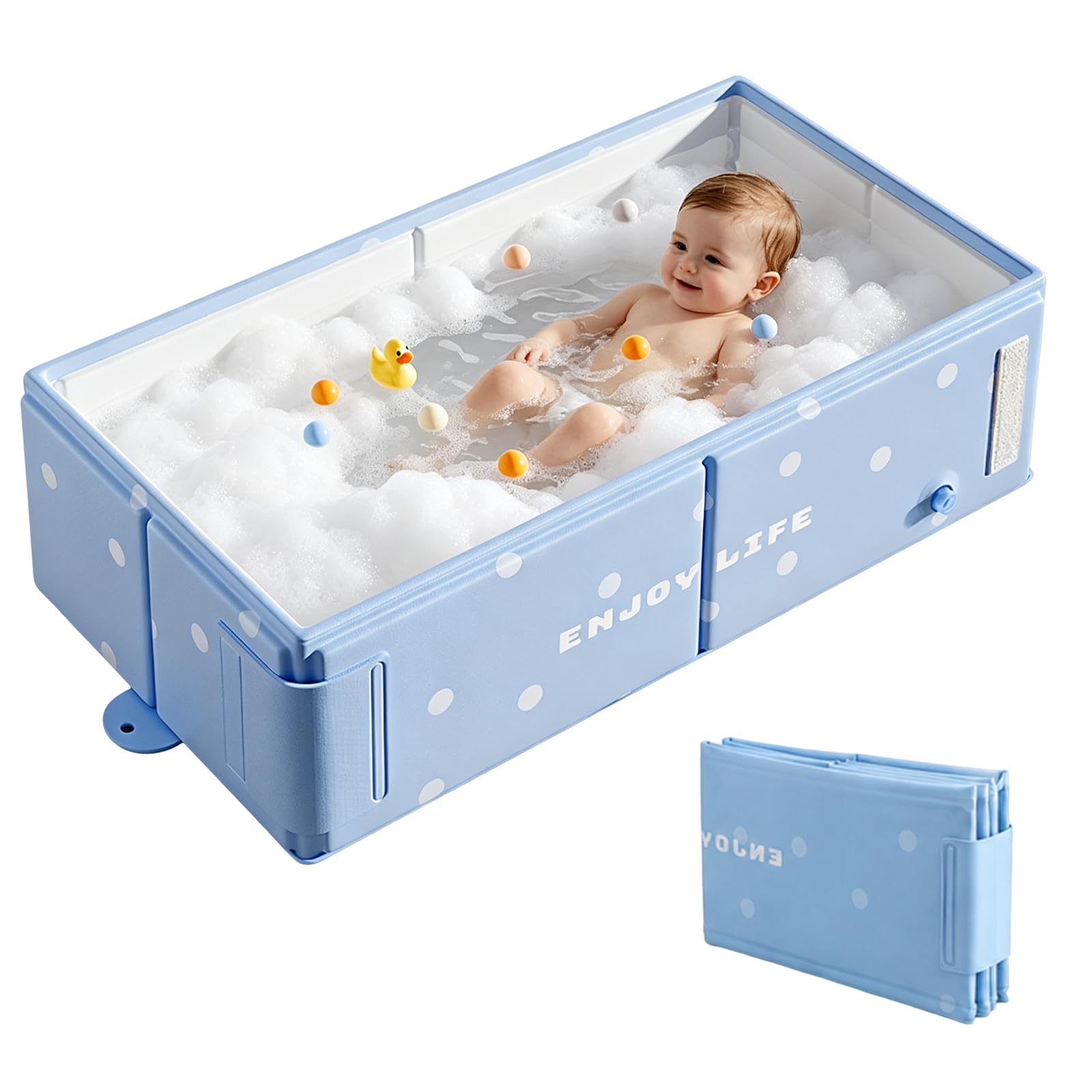 Foldable Baby Bath, Portable Baby Bath tub, Large Toddler Bath for Ages 0-8