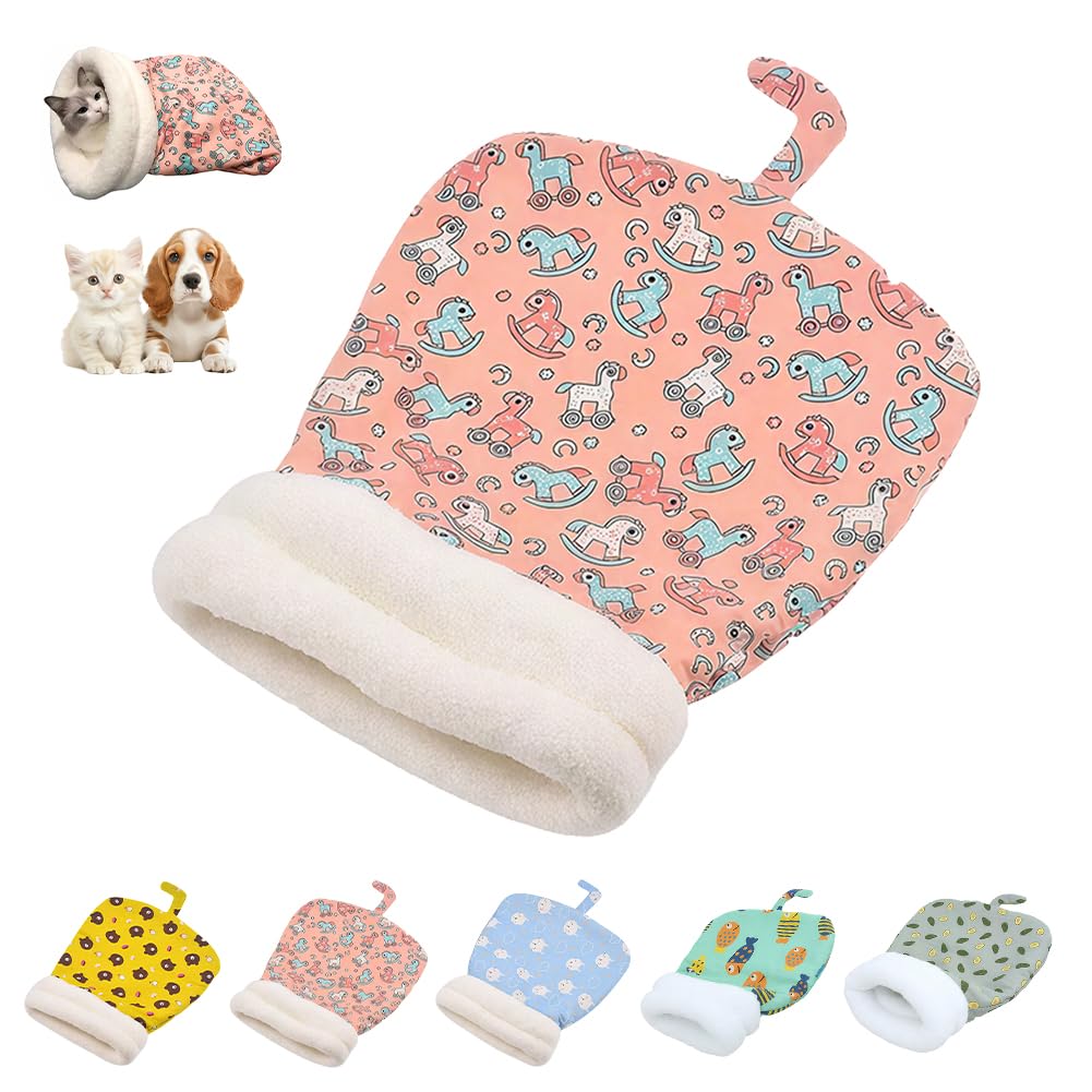 Warm and Cozy Cat Cave Bed, 360° Comfortable Cat & Dog Sleeping Bag-Pocket Nest, Indoor & Outdoor, Winter-Warm Cute Cartoon Pattern