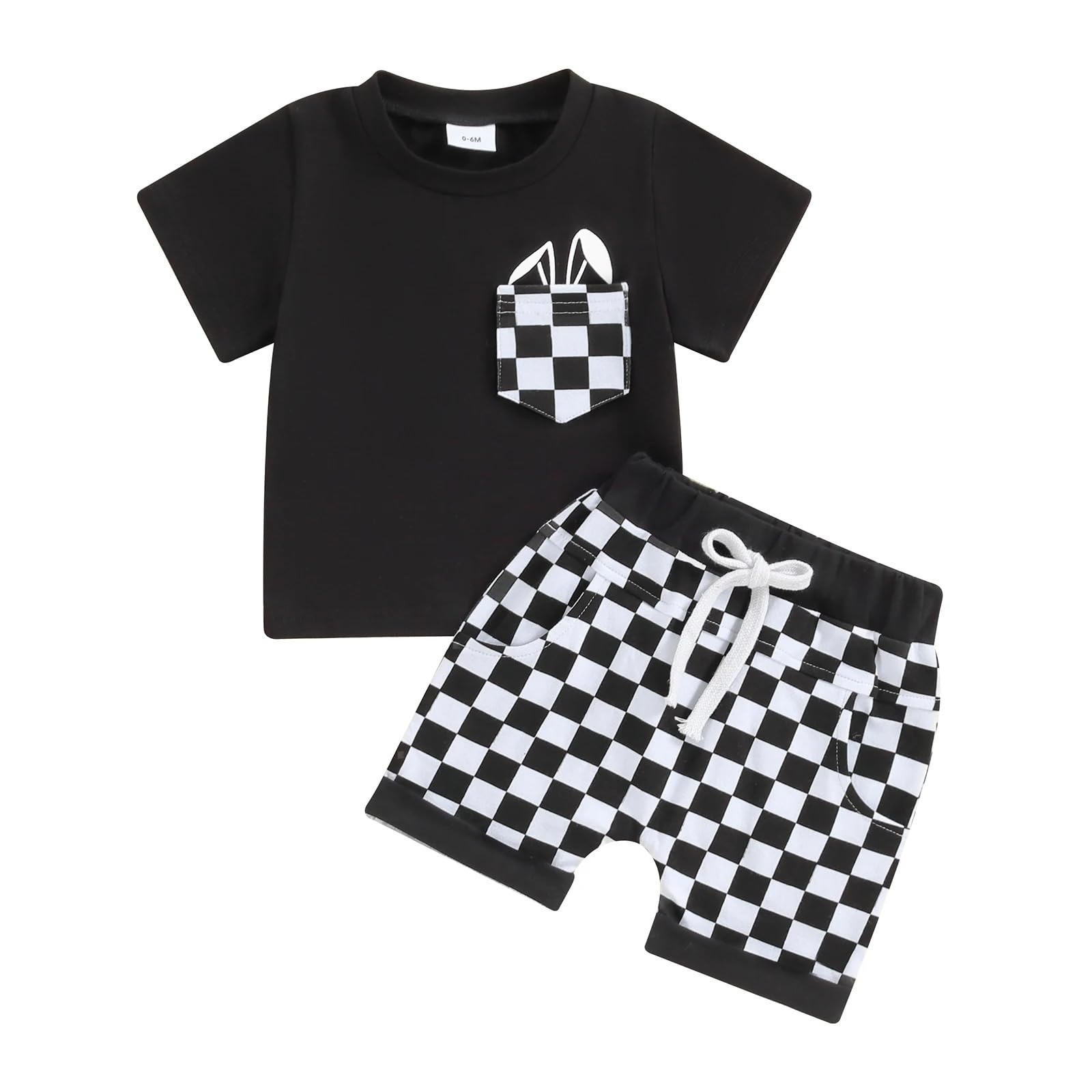 Conjunto Ropa para Niño Camiseta Top Rayas de Manga Corta y Cintura Elástica Pantalones Cortos 2Pcs Verano Shorts Trajes Bebé Outfit — view 8