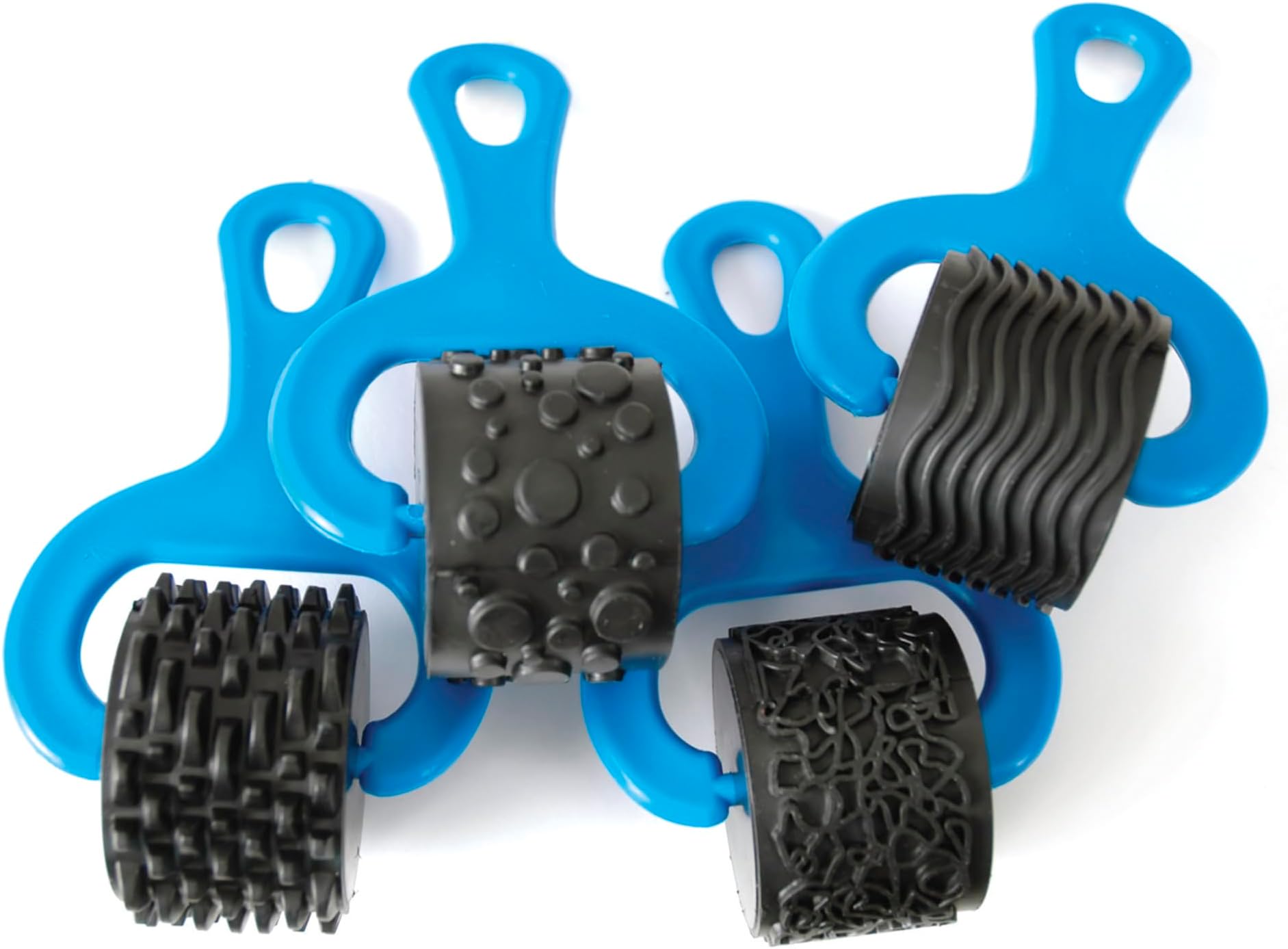 Ready2Learn Heavy Duty Rubber/Plastic Paint and Clay Explorer Rollers, 5 x 1-1/2 Inch, Set of 4 - 410957