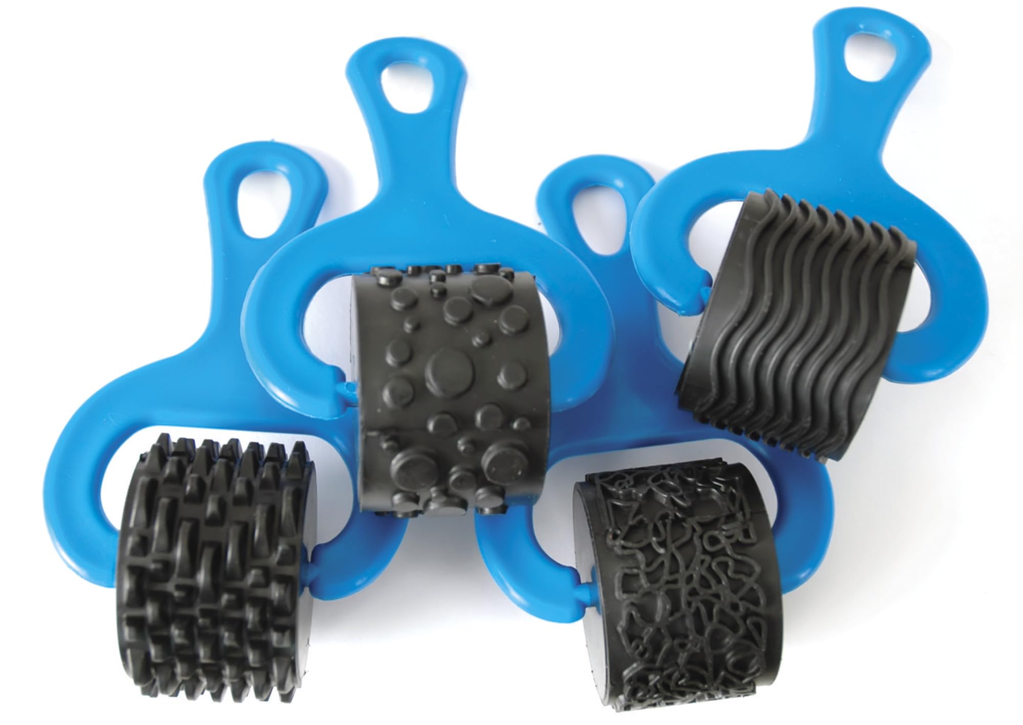 Ready2Learn Heavy Duty Rubber/Plastic Paint and Clay Explorer Rollers, 5 x 1-1/2 Inch, Set of 4 - 410957