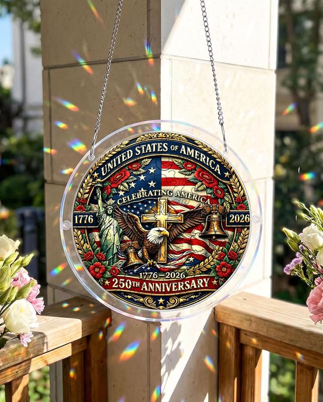 Puzzle acrílico irregular con 83 piezas comemorativo del 250 aniversario de USA, con diseño 2-en-1 de puzzle y colgante para ventana miniatura 6