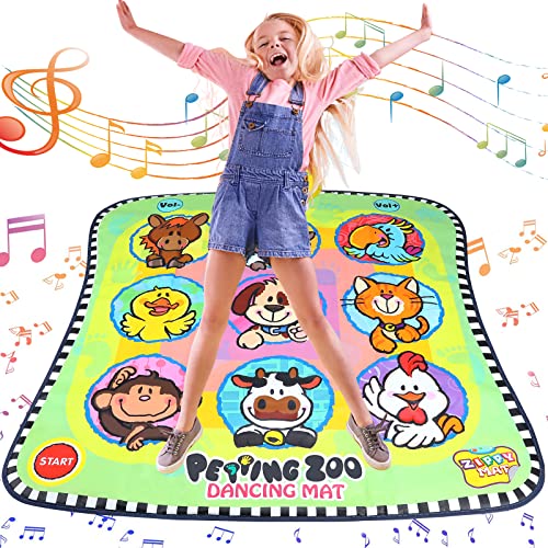 Rhfugui Dance Mat, Light Up Electronic Dance Step Play Mat Girls Toys, Built-in Music, 3 Challenge Mode and Scoreable, Christmas Birthday Princess Party Toys Gifts for 3 4 5 6 7 8+ Year Old Girls