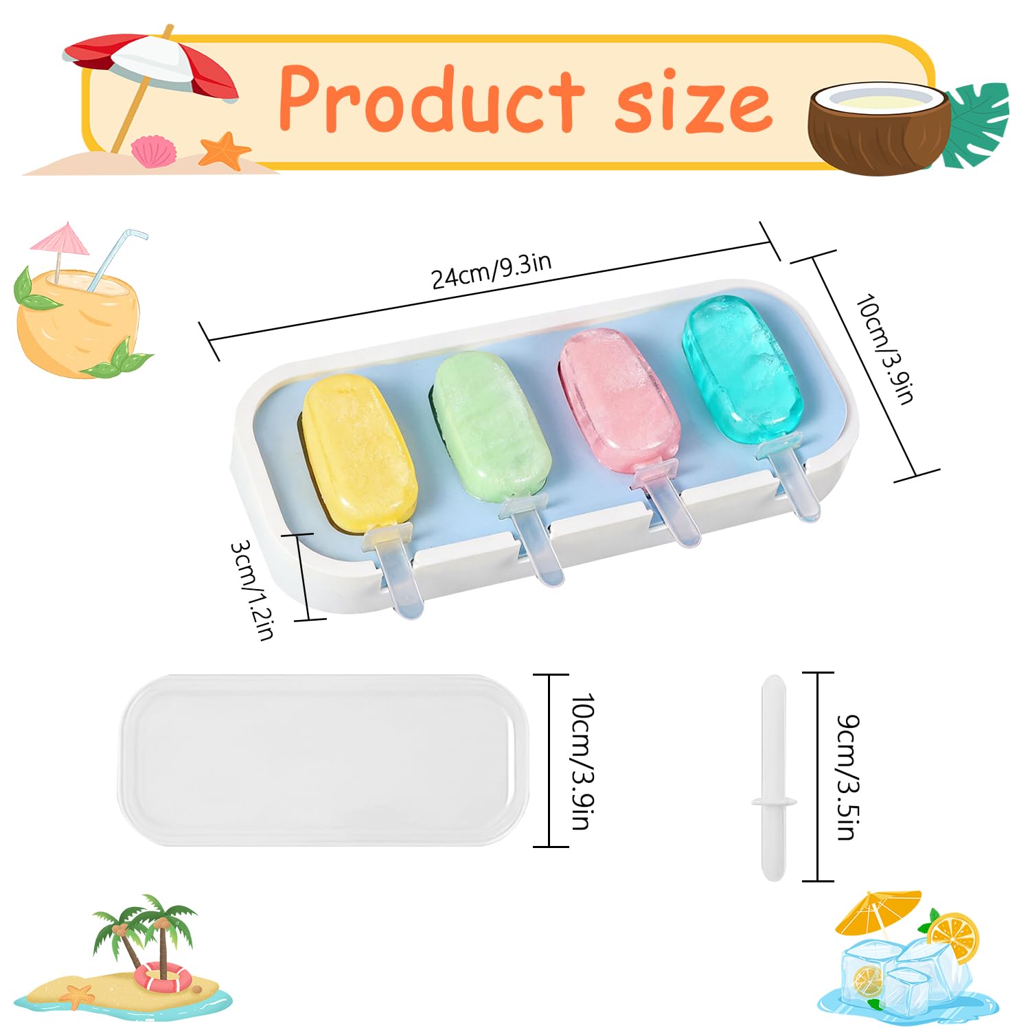 Moldes Helados Silicona, 2PCS DIY Popsicle Mold, Molde Barra Helado con 12 Palitos Reutilizables, Molde Paletas Ice Cream Mold, para Postre, Chocolate, Bricolaje