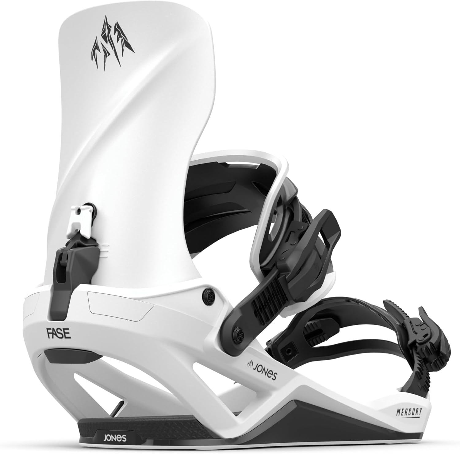 JONES Mercury Fase Snowboard Bindings All-Mountain Freeride Performance with Responsive Control – Cloud White 27 - M