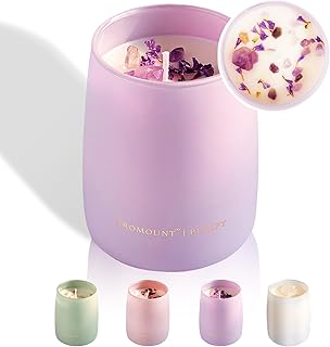 Lavender Vanilla Scented Crystal Candle, Luxury Gift for Women, 10oz Natural Soy Candle with Spiritual Aromatherapy