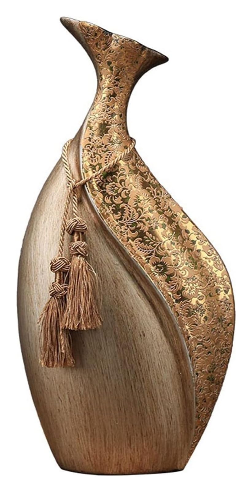 SnamicE Vase Tabletop Floral Ceramic Handmade Floor Ornaments for Living Room Porch,One Color-Gold