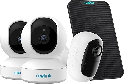 Miniatura 1 de REOLINK IndoorCam con paquete BatteryCam, 3MP E1 con 1080p Argus 2E y panel solar, WiFi de 2.4 GHz solamente, control remoto con aplicación de