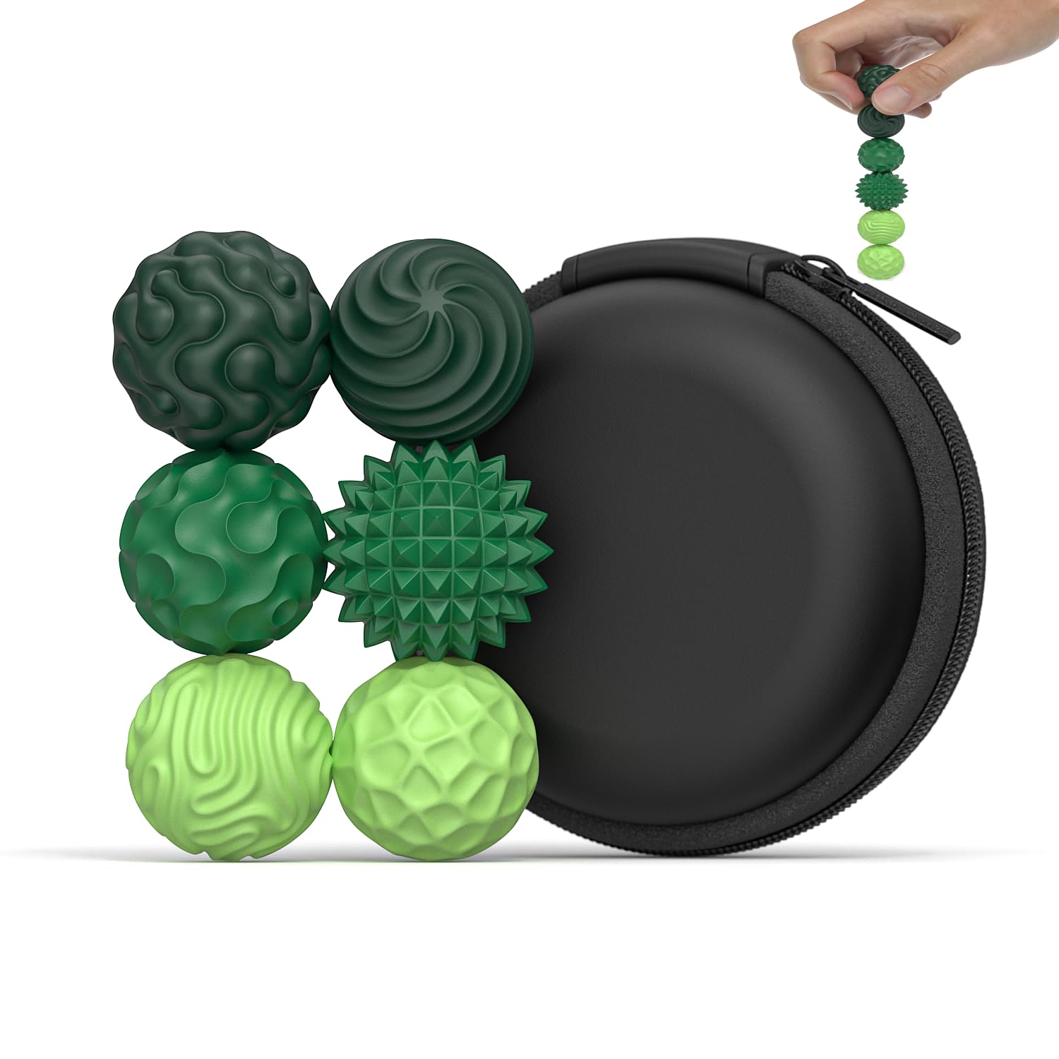 Silicone Magnetic Balls Fidget Toys Adults & Teens, 6PCS Strees Relief Balls Sensory Toys for Autism ADHD Anxiety, Fun Office Desk Silent Toy, Stocking Stuffers for Men Women Gifts (Green)