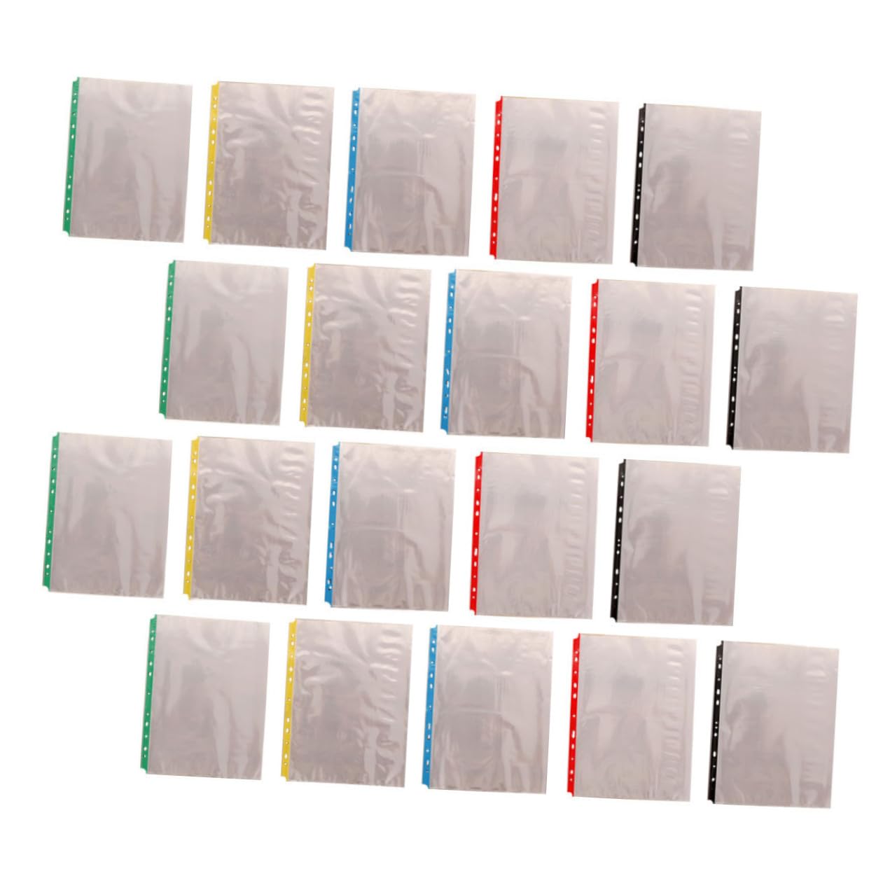 POPETPOP Pochettes de Classeur à 11 Trous Faciles à Insérer Transparentes en Pp Protège-feuilles Lot de 100 Pièces Couleurs Variées pour École et Bureau