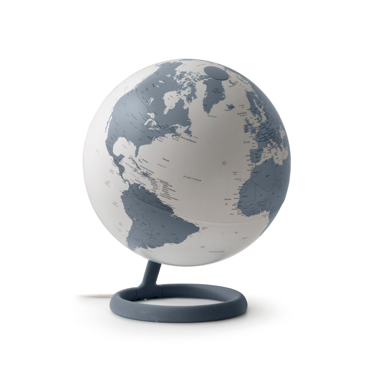 Tecnodidattica Atmosphere Evolve Velvet Pirite – Globo terráqueo de diseño escandinavo con lámpara de colores, cartografía política en inglés, diámetro 30 cm y fabricado en Italia