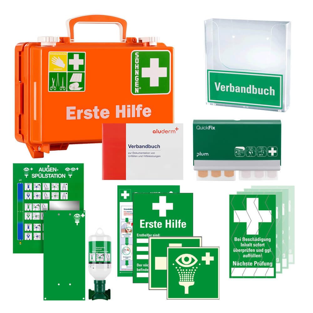 XXL Erste-Hilfe-Set DIN 13157 aluderm by Söhngen, inkl. Augenspülstation, Pflasterspender & Co., Art.-Nr. 608705 | Erste Hilfe Station | Erste Hilfe Set | Erste Hilfe Komplettpaket