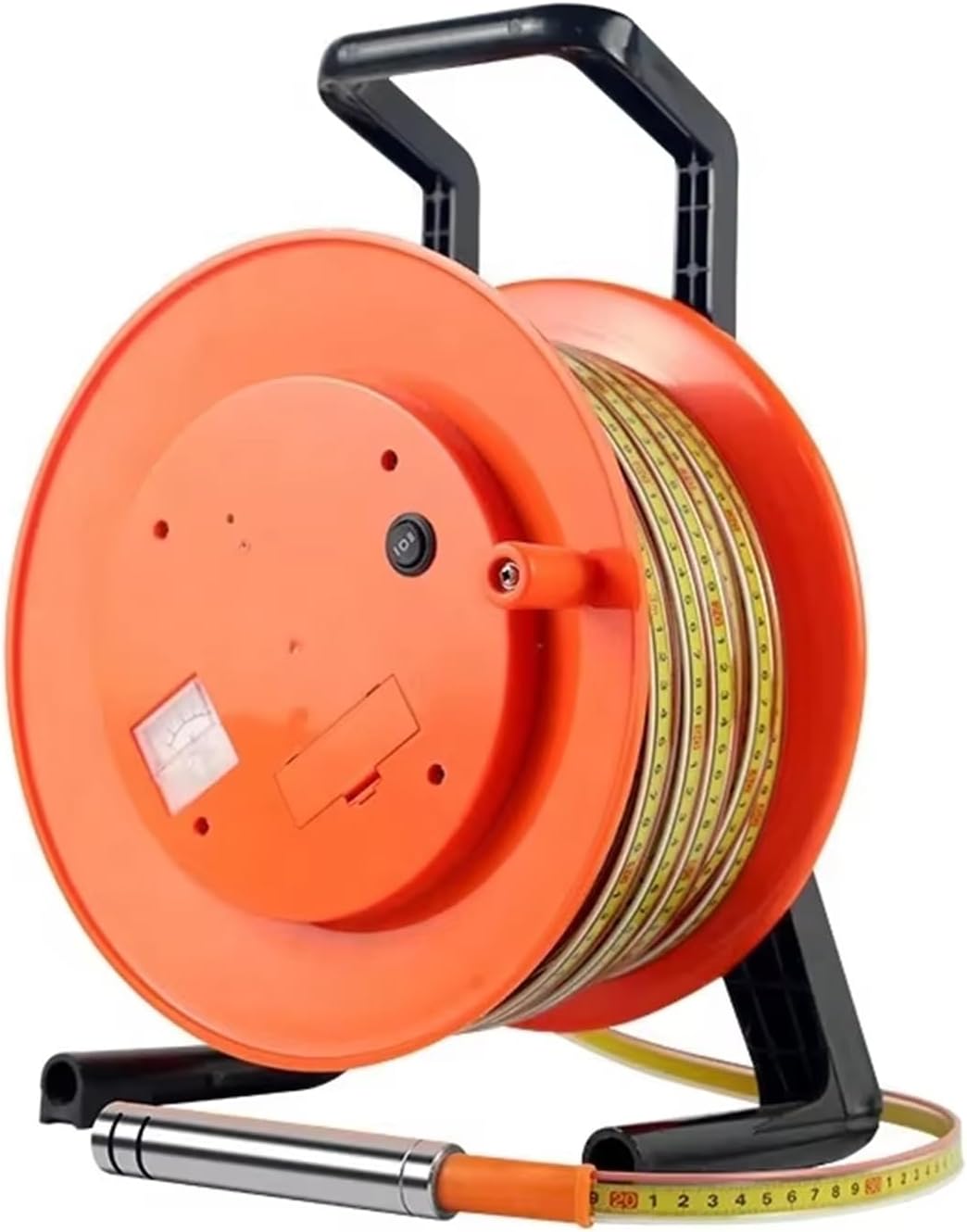 Water Level Meter for Groundwater Monitoring Wells, High Precision Steel Tape Water Level Gauge with Stainless Steel Probe, Well Water Depth Gauge