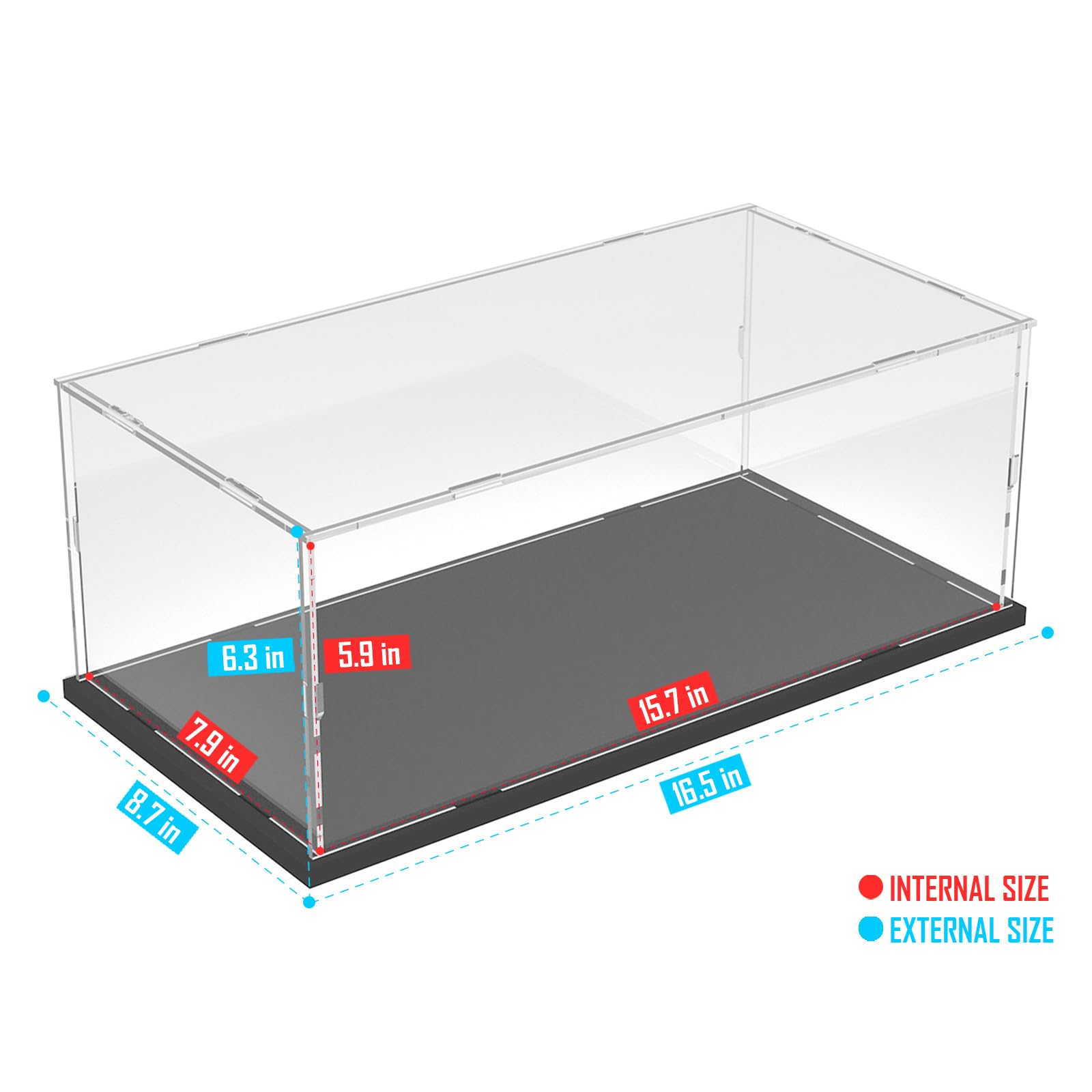 Choowin Acrylic Display Case for Lego Porsche 911 10295 for Lego Camaro 10304 10337 42176 for Lego Car Display Thickened Clear Acrylic Display Cases for Collectibles Assemble Dustproof(Black Base)