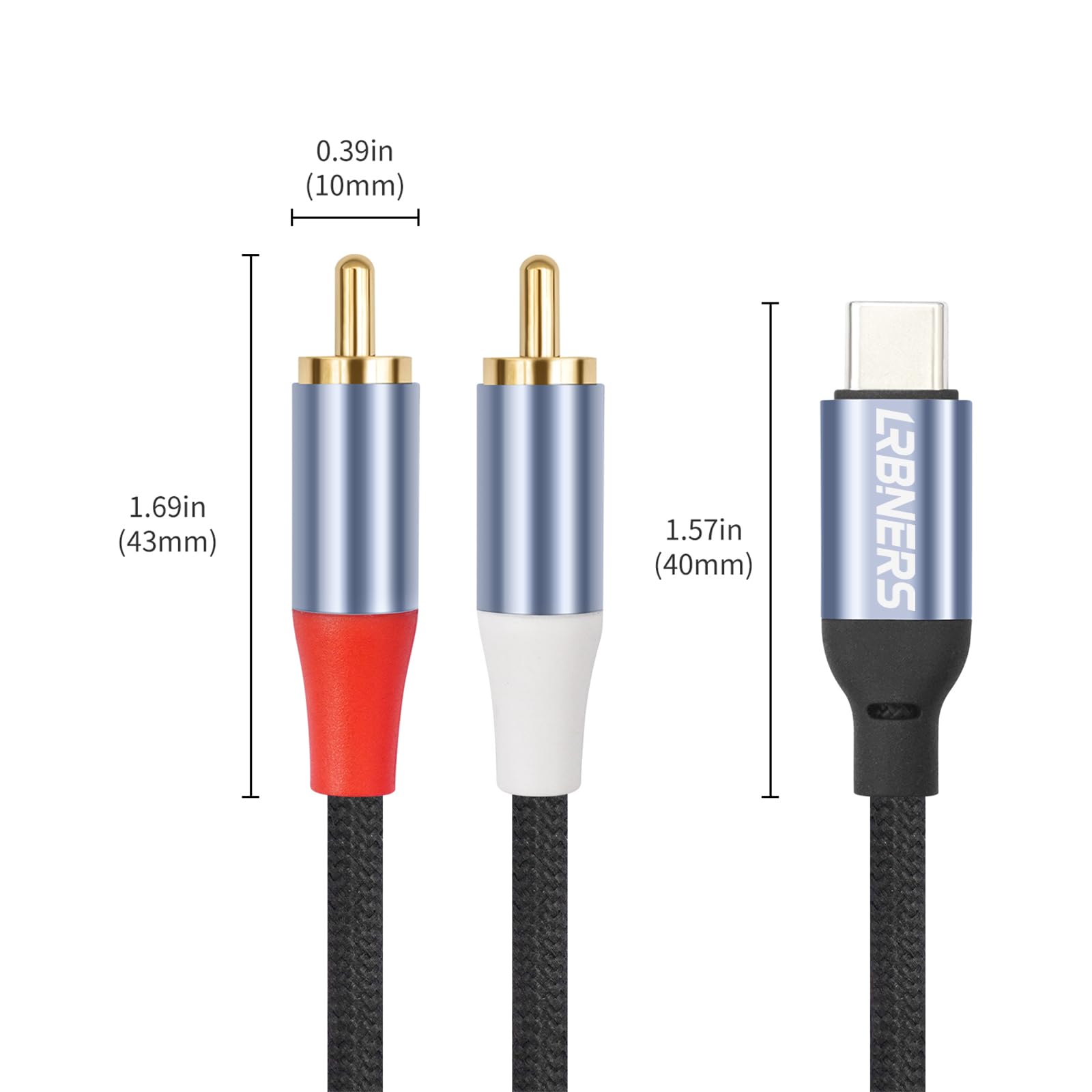 Cable USB-C a RCA dual de 6.6 pies, cable de audio digital a analógico con chip DAC, conectores RCA chapados en oro, doble blindaje para audio doméstico, tocadiscos, amplificadores