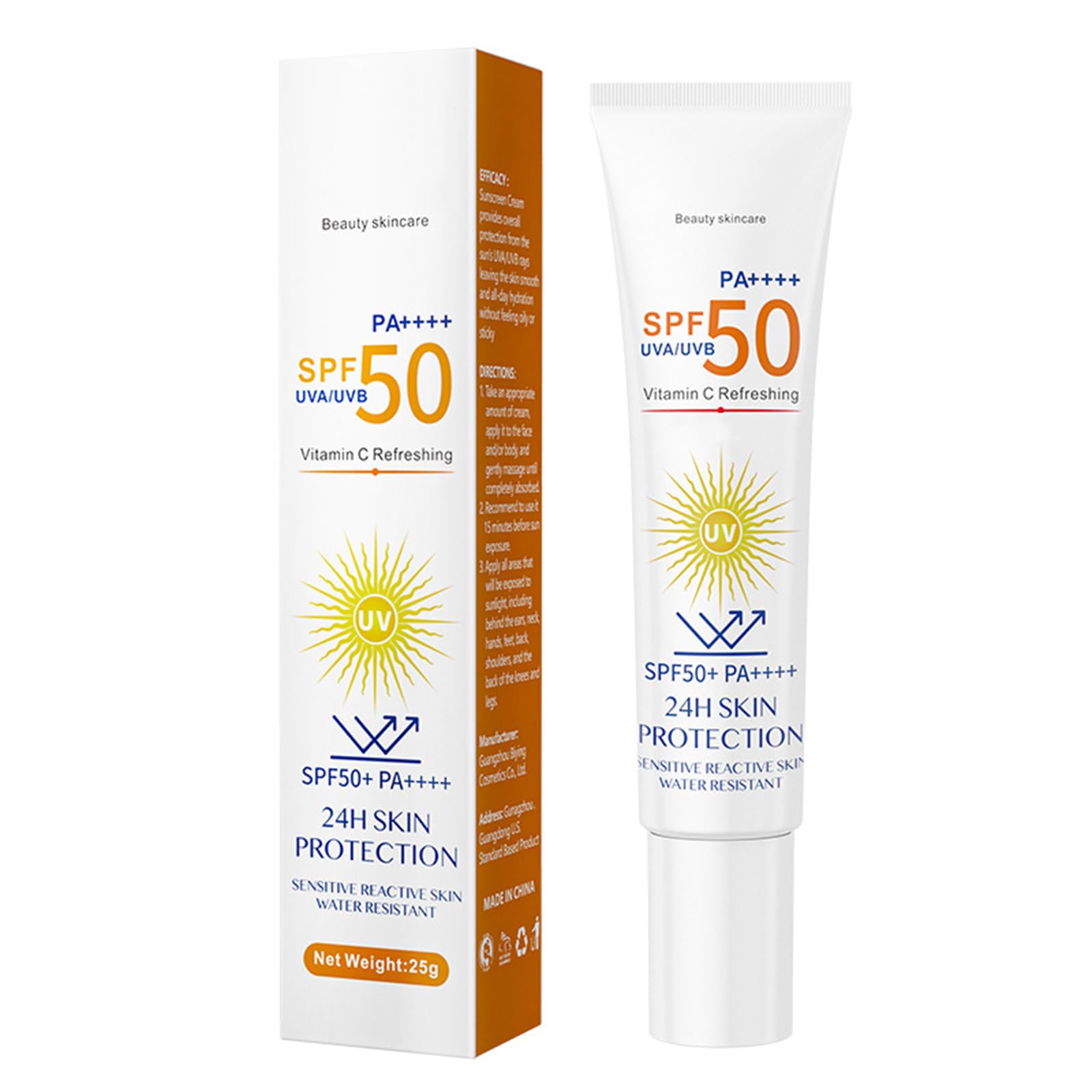 Sunscreen SPF 50, Sun Cream, Vitamin C Face Sunscreen, SPF 50+ PA++++ Lightweight and Refreshing