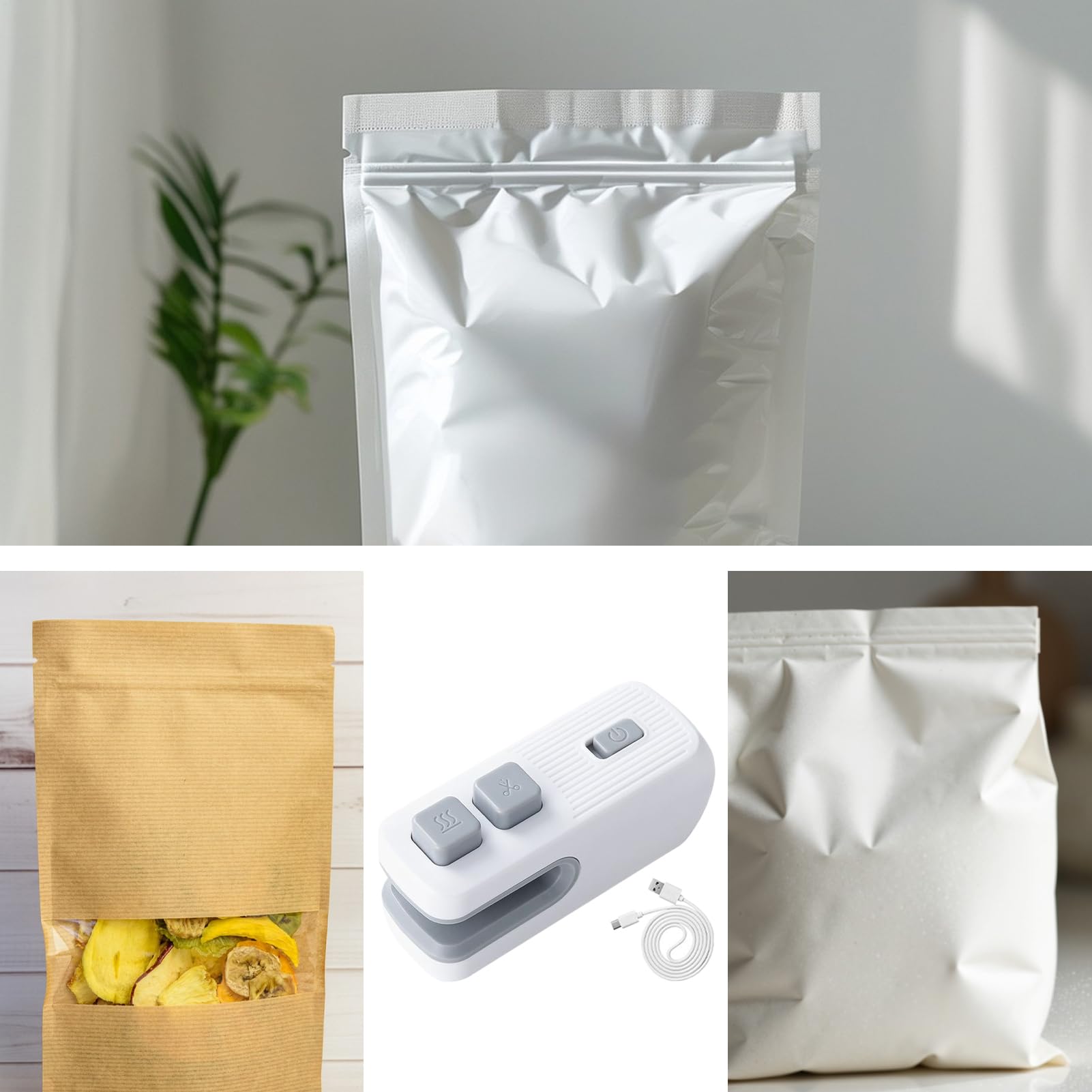 Scelleur de sac à goûter | Scellant compact – Fermeture hermétique réutilisable pour la maison – Support alimentaire pour le rangement de la cuisine