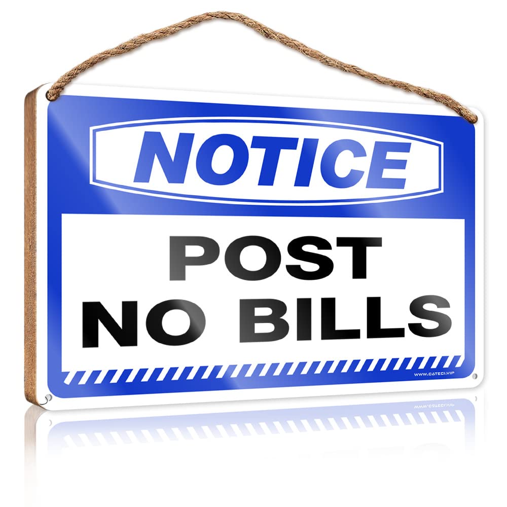 HELIOFORGE Wood Plaque Sign Notice Post No Bills Wooden Sign(23X35CM)