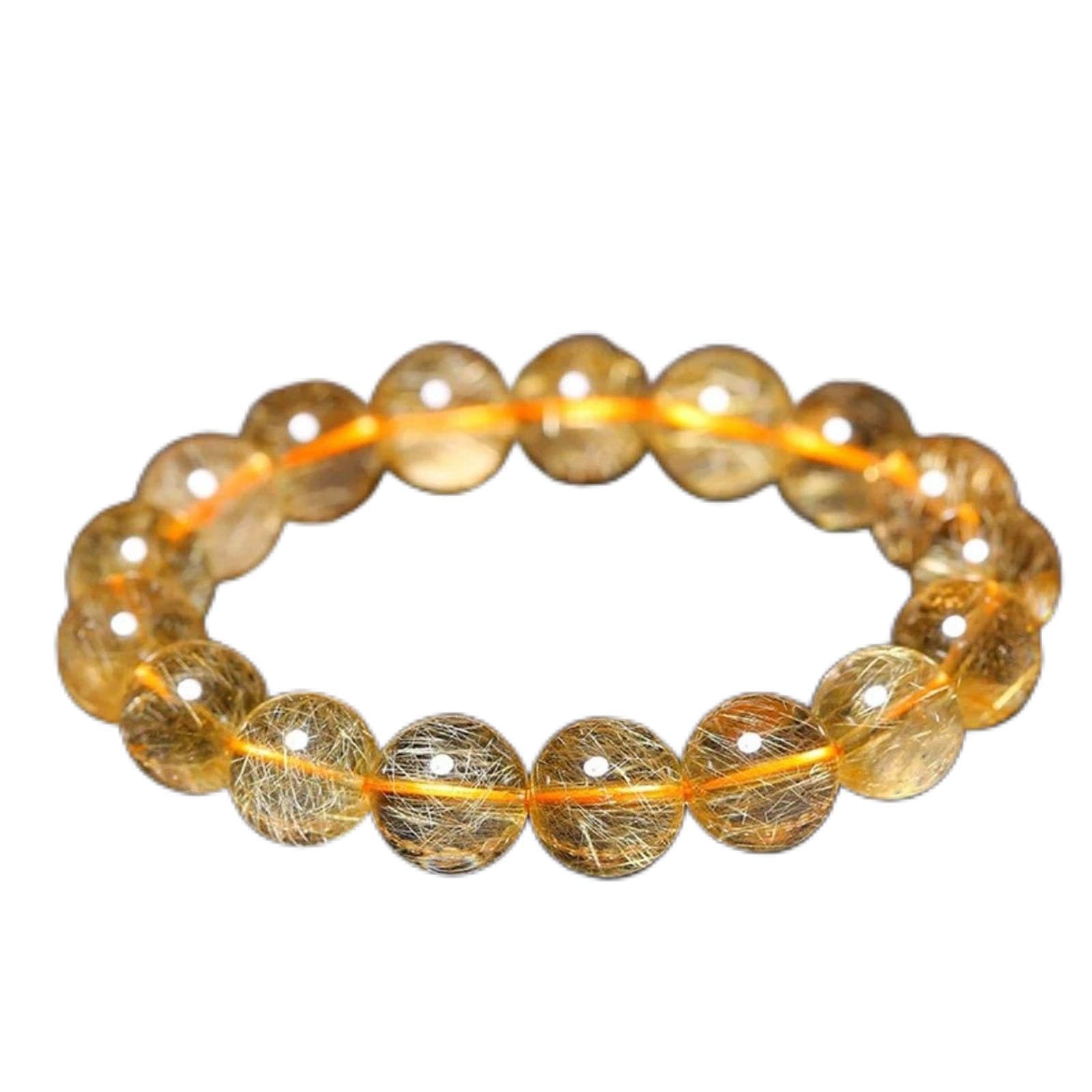 Bracelet en cristal, Bracelets extensibles en quartz rutile naturel et or de 13 mm for