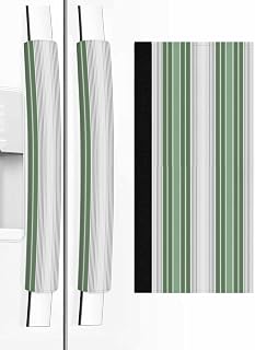 Sage Green Grey Stripe Refrigerator Door Handle Covers Set of 2, Farmhouse Simple Striped Kitchen Appliance Covers Handle Decor Protector for Ovens Dishwashers Microwave Ornaments