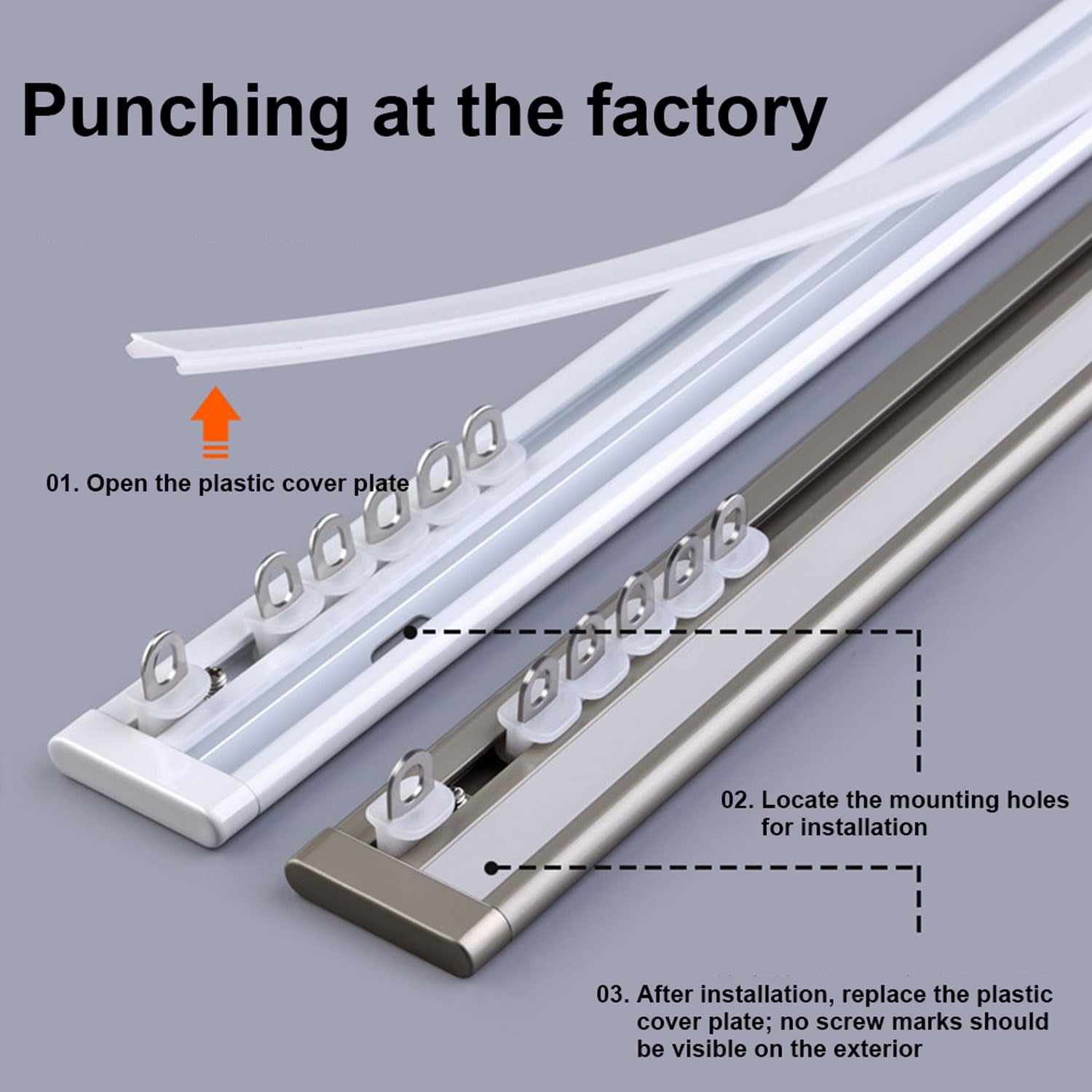 Aluminium Curtain Rail Gardinenstange Vorhang Schiene Vorhangschiene Deckenschiene for Fenster Und Raumteiler Gardinen Einfach Zu Installierende(White,300cm/9.8FT)