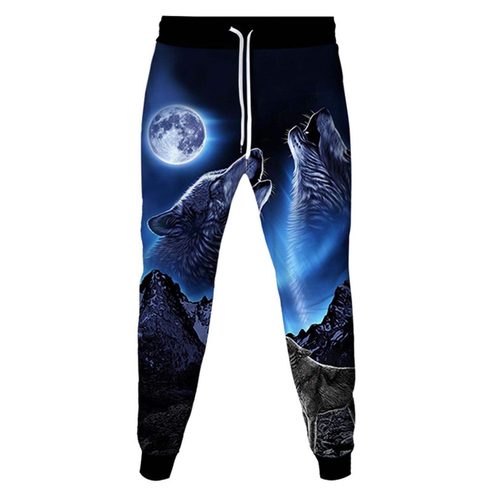 Men's Animal Wolf 3D Printed Jogger Sweatpants Elastic Waist Drawstring Hip Hop Tracksuit Bottoms