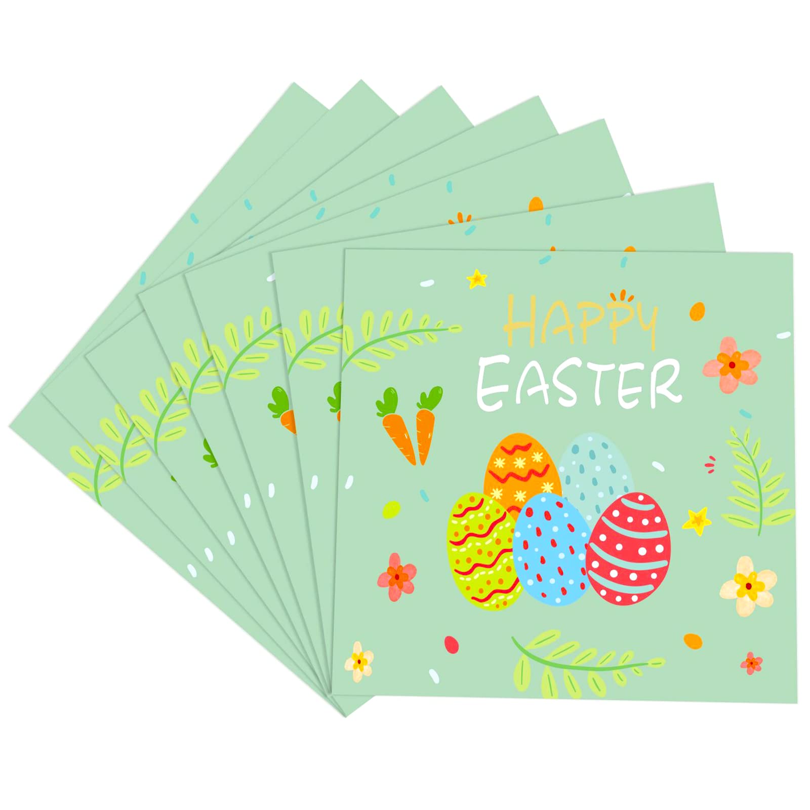 POPOYU Happy Easter Bunny Paper Napkins,20Pcs Easter Kids Party Paper Napkins Party Tableware Decoration Green Paper Napkins Packs Eggs Rabbit Napkins for Easter Kids Adult Party Decorations