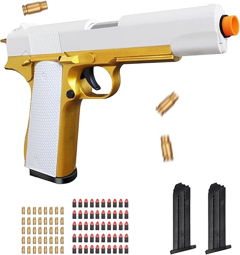 Pistola de juguete de bala suave para niños, pistolas de juguete con expulsión de concha, pistolas de espuma de juguete, caja de regalo para
