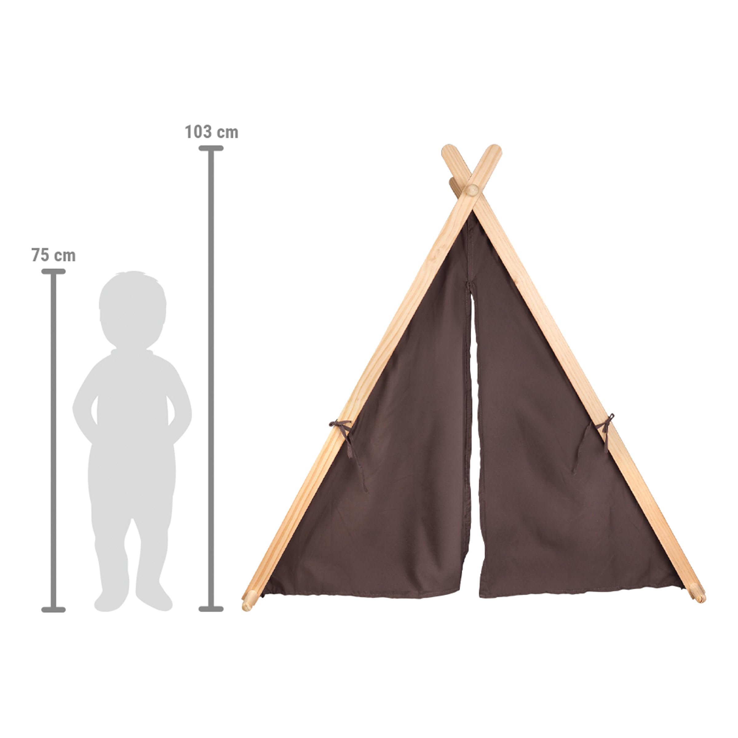 small Foot Spielzelt Taupe, modernes Indoor-Zelt mit geräumigem Innenraum und Fenster, für Kinder ab 2 Jahren, 12552