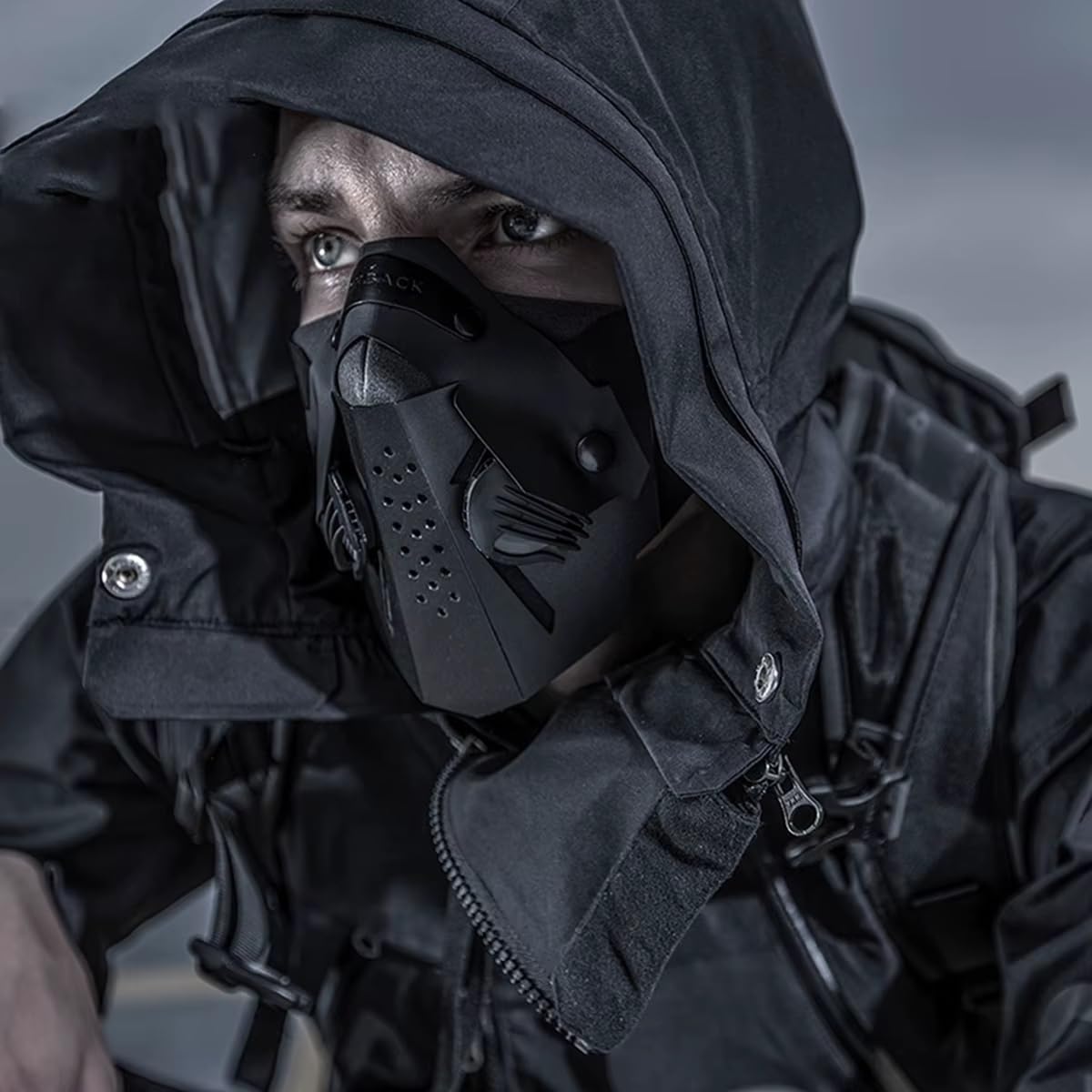 Maschera antipolvere tattica for ciclismo all'aperto, anti-appannamento, for wargame, CS, paintball, maschera protettiva a mezza faccia, caccia, tiro, cosplay