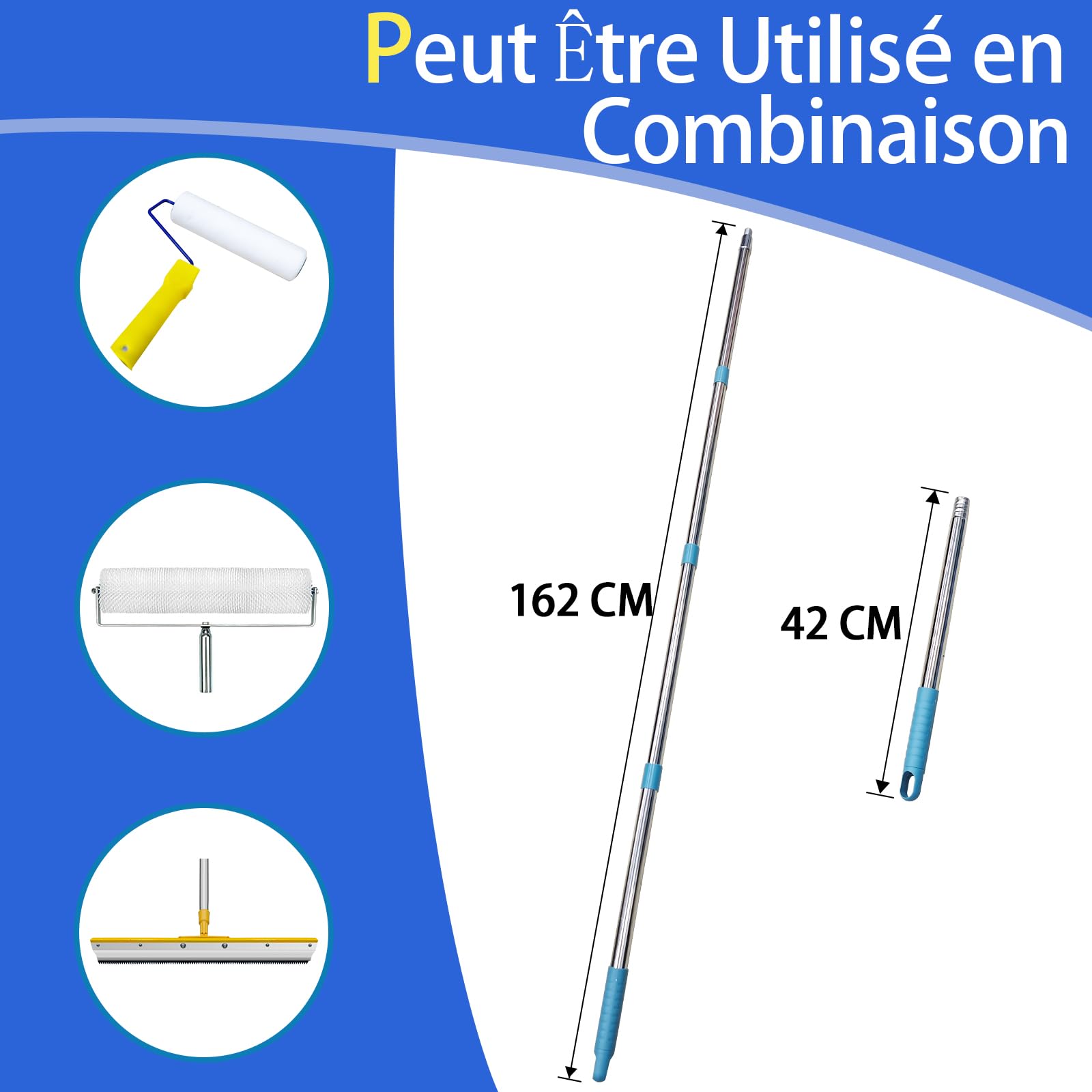 VKE Kit Ciment Autonivelant Rouleau Debulleur 50cm Perche Telescopique