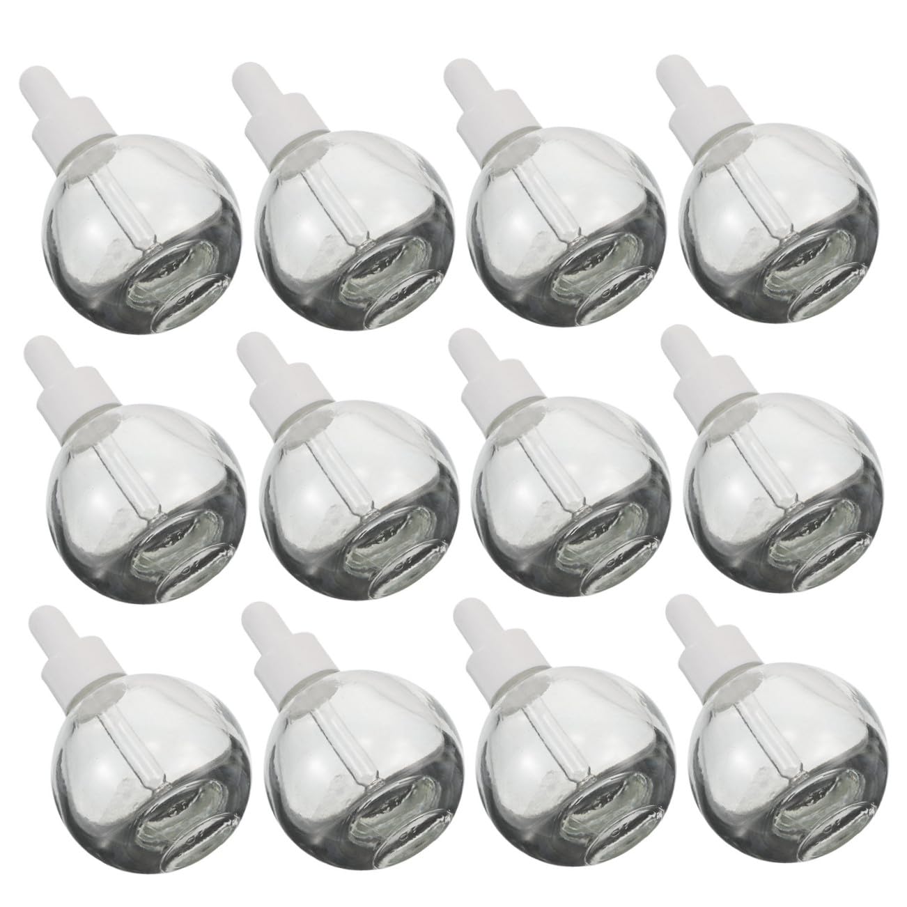 12 Stück 12 Stück Glastropfflaschen 30 ml mit Pipette Transparente Aromatherapie Fläschchen Nachfüllbare Parfüm und Serumbehälter für Reisen Auslaufsicher mit Weißem Mittelring