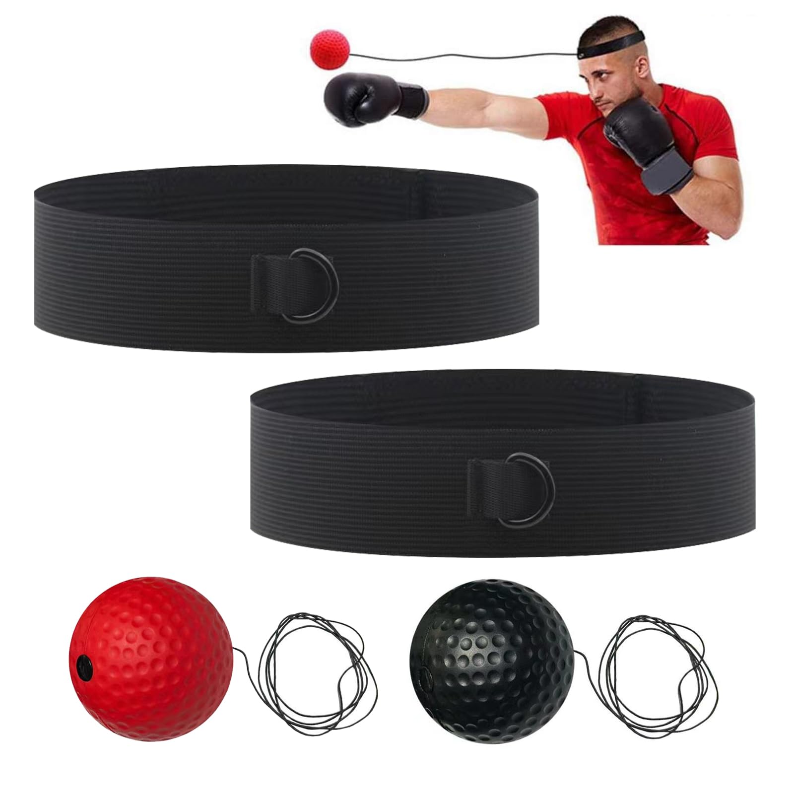 Pelota Entrenamiento de Reflejos Boxeo,Bola de Entrenamiento de Boxeo,Pelota de Reflejos,con 2 Diadema Ajustable,Mejora Las Reacciones de Velocidad,Enfoque y Coordinación de Mano Ojo