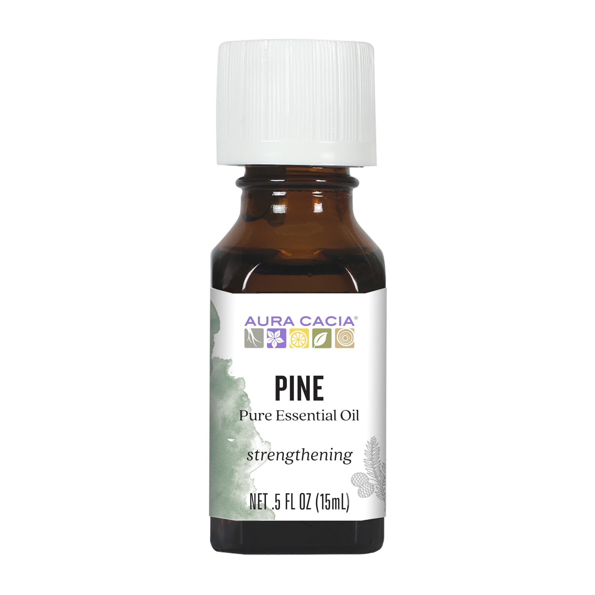 Aura Cacia Pine Essential Oil, 100% Pure Pinus Sylvestris Oil - Cleansing, Invigorating Aromatherapy for Home, Diffusers, and Body Care Blends | 0.5 Fl Oz (Pack of 1)
