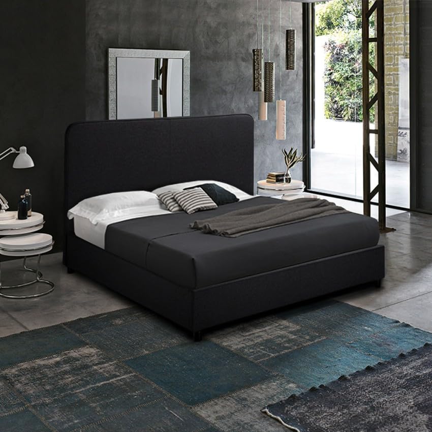  Produce Shop Letto Francese Una Piazza e Mezza in Tessuto con Rete 120x190 Zurich - Nero