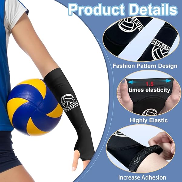 UIEXEA Protectores de Brazo de Voleibol, Antebrazo con Almohadilla de Protección Antideslizante y Orificio para el Pulgar, para Entrenamiento y Partido - 4