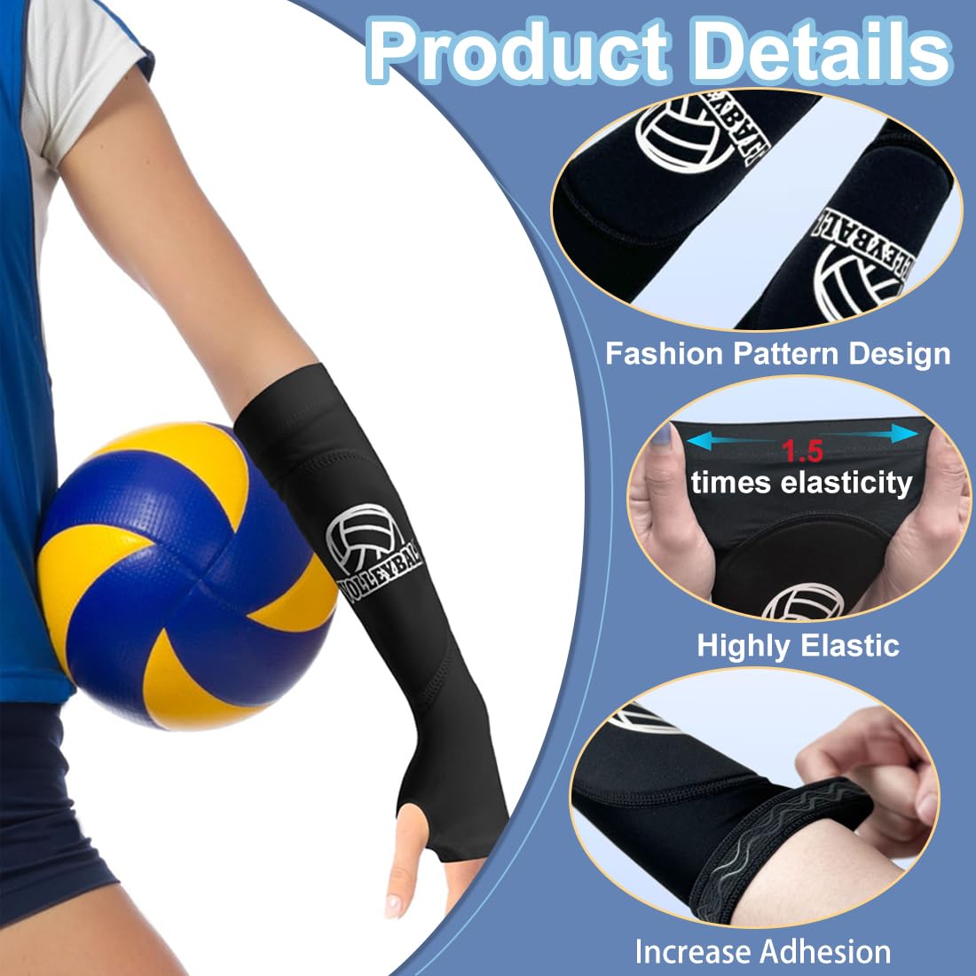 UIEXEA Protectores de Brazo de Voleibol, Antebrazo con Almohadilla de Protección Antideslizante y Orificio para el Pulgar, para Entrenamiento y Partido — view 4