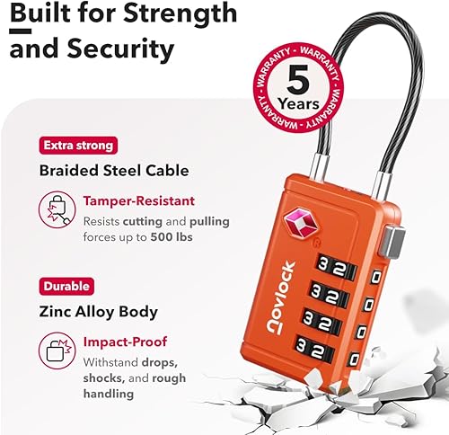 Miniatura 4 de Cerraduras de equipaje aprobadas por la TSA Indicador de inspección, combinación de 4 dígitos, aleación de zinc duradera para maletas, mochilas,