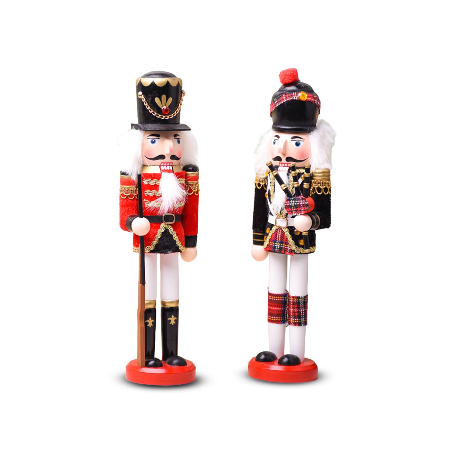 Avilia – Schiaccianoci Natalizi in Legno Dipinti a Mano Set 2 Pezzi per Decorazioni Natalizie Tradizionali e Addobbi per la Casa, Ideali per Tavolo Camino e Regalo di Natale Unico