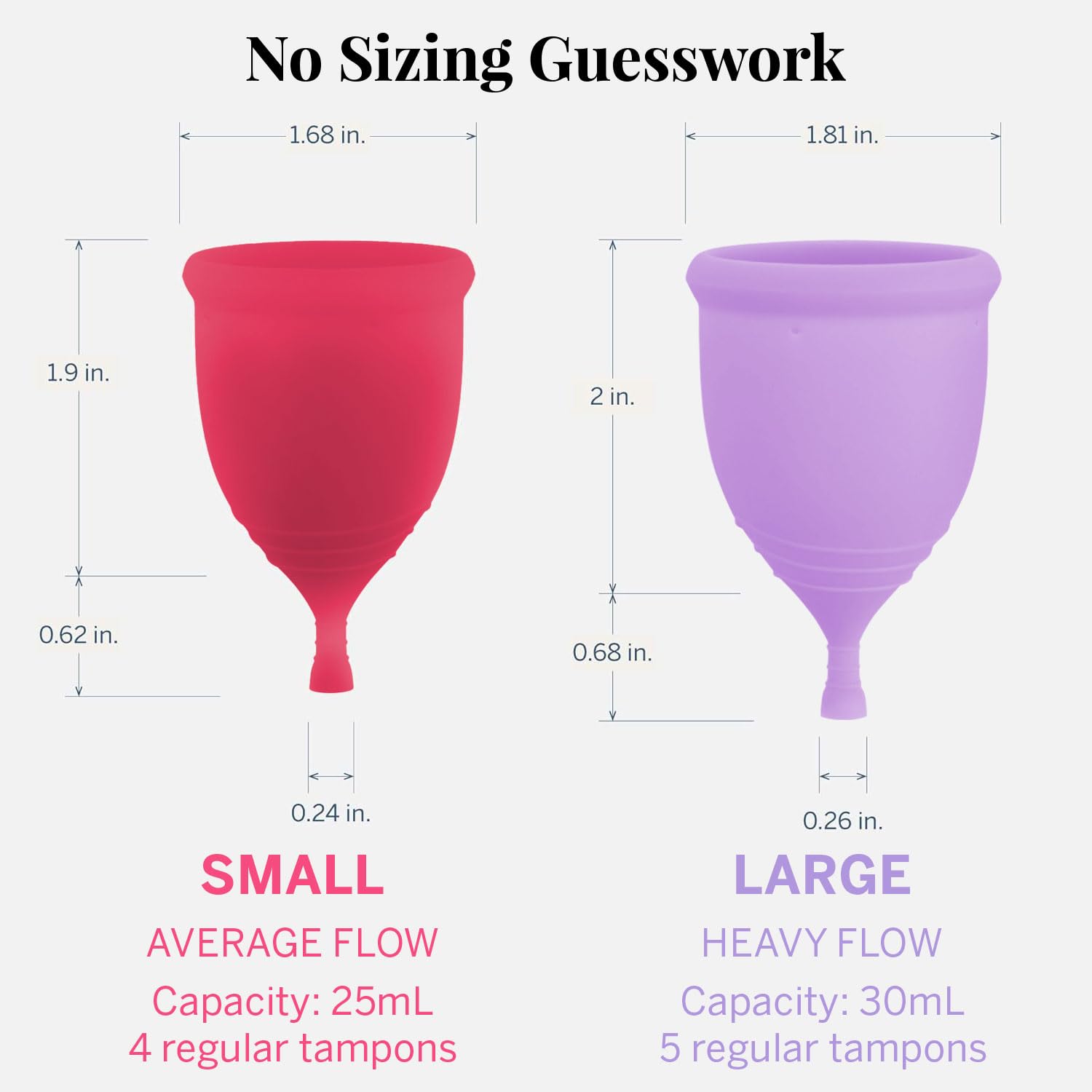 2 Menstrual Cups and Applicator Bundle - No Metals or Toxins - 100% Medical-Grade Silicone - Softest Reusable Period Cup - Inserts Like a Tampon - Capacity of 4 and 6 Tampons