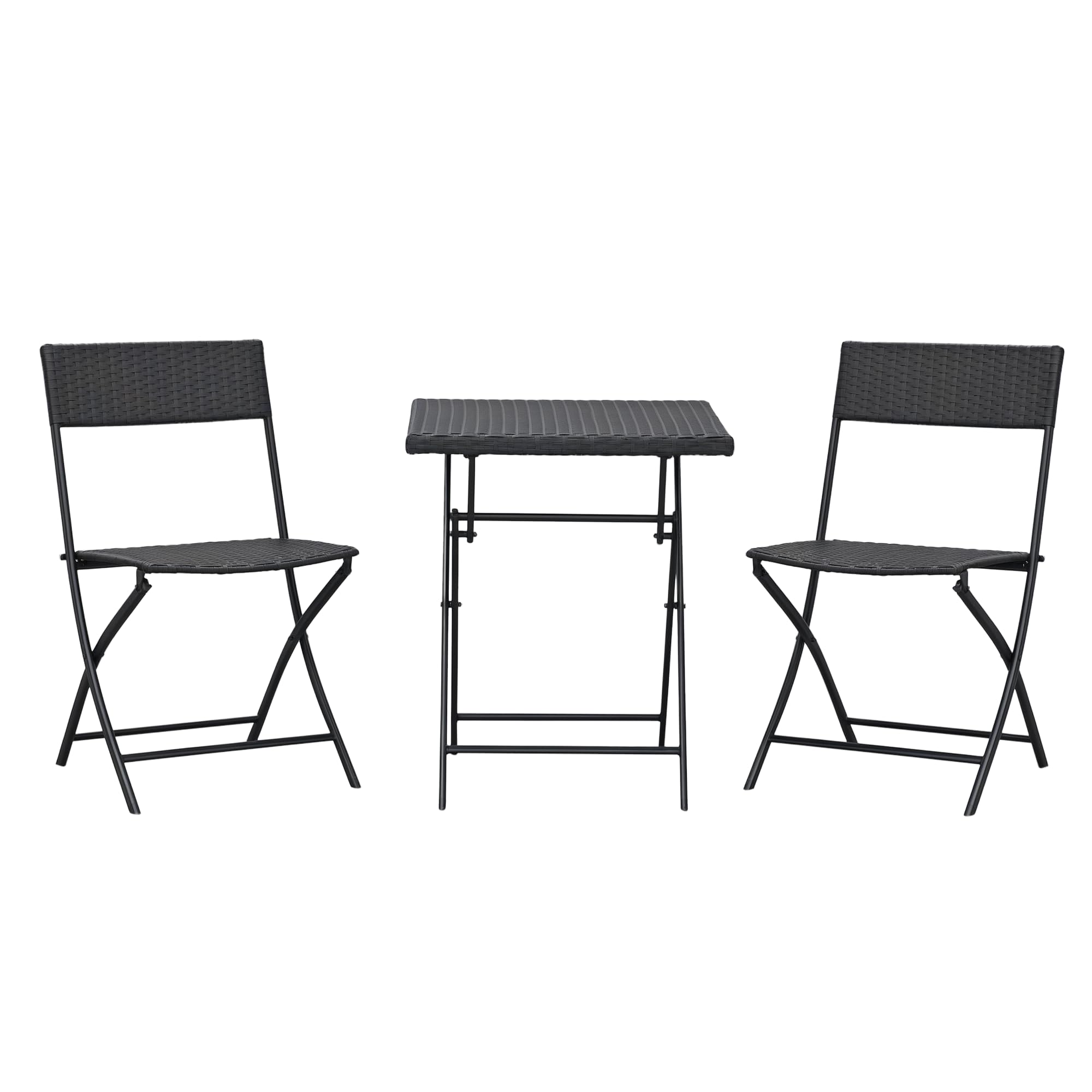 Outsunny Ensemble Meubles de Jardin Design Table carré et chaises Pliables résine tressée Imitation rotin Marron