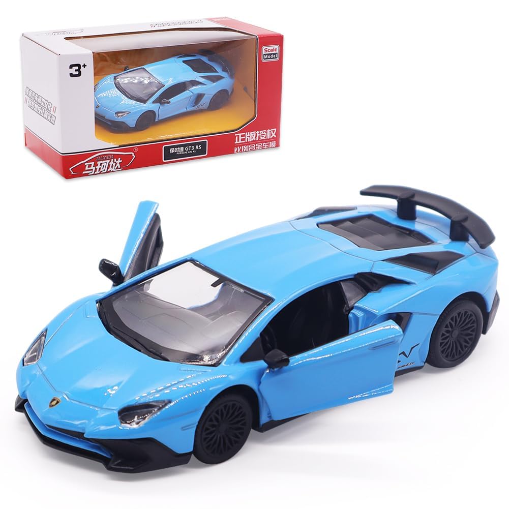 FCXVXCL Model Car Lamborghini 1:36 Scale Detailed Die Cast Replica Toy Car Alloy Kids Toy with Pullback Function Decorative Model for Collection Birthday Present for Boys Blue