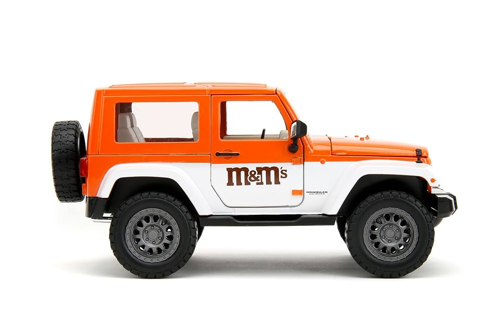 Jada 1/24 M&M’s オレンジ&2007 ジープ ラングラー　8/14 JadaTOYS 1/24 M&M'S 2007 JEEP WRANGLER w/ ORANGE FIGURE