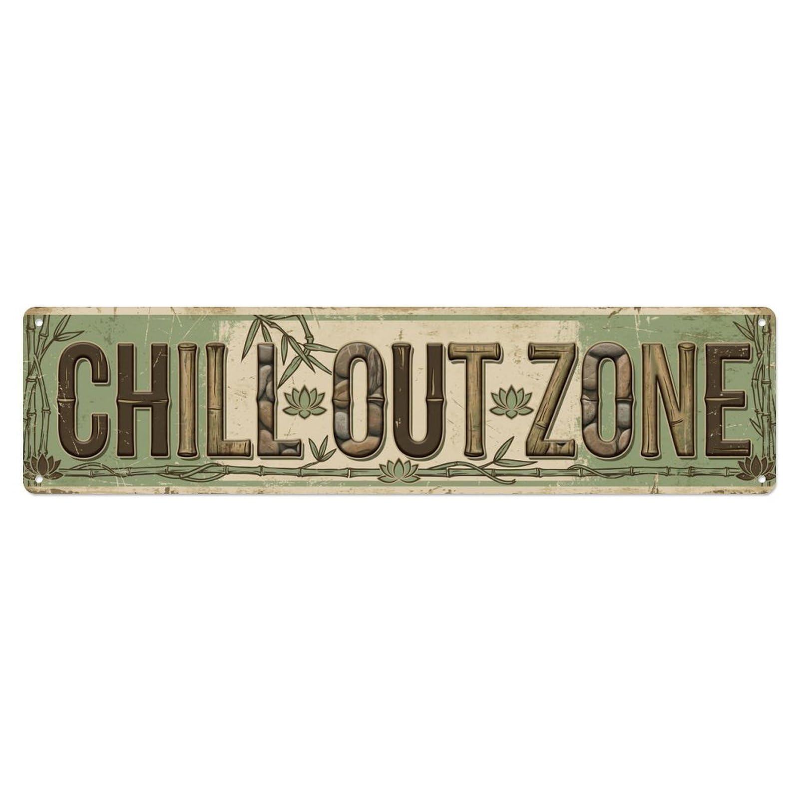 Chill Out Zone Faded Retreat 1 Vintage Metal Tin Sign Wall Decor for Cafe, Club, Garden Metal Poster 4x16Inch