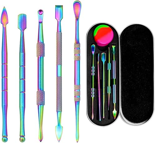 Juego de 6 herramientas de tallado de cera, herramienta de tallado de doble extremo, herramientas de escultura de cera de acero inoxidable con tarro
